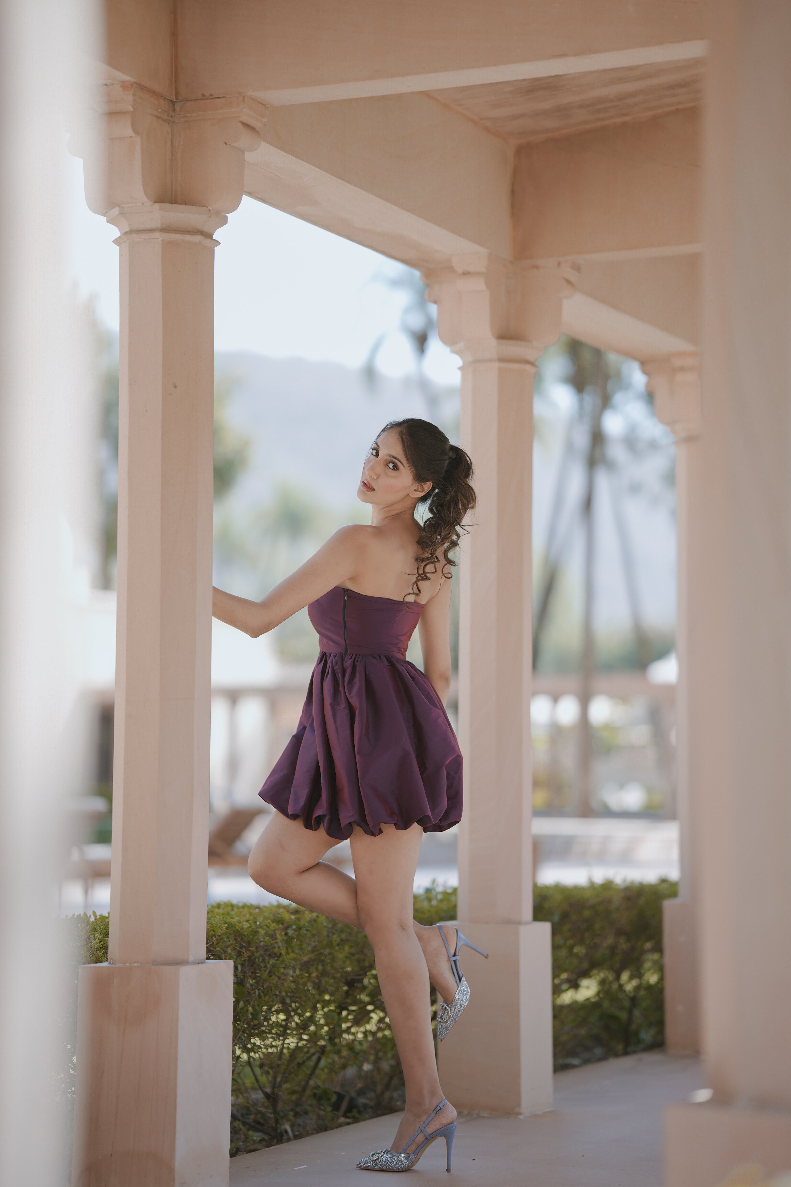 VIOLET TUBE BALLOON MINI DRESS