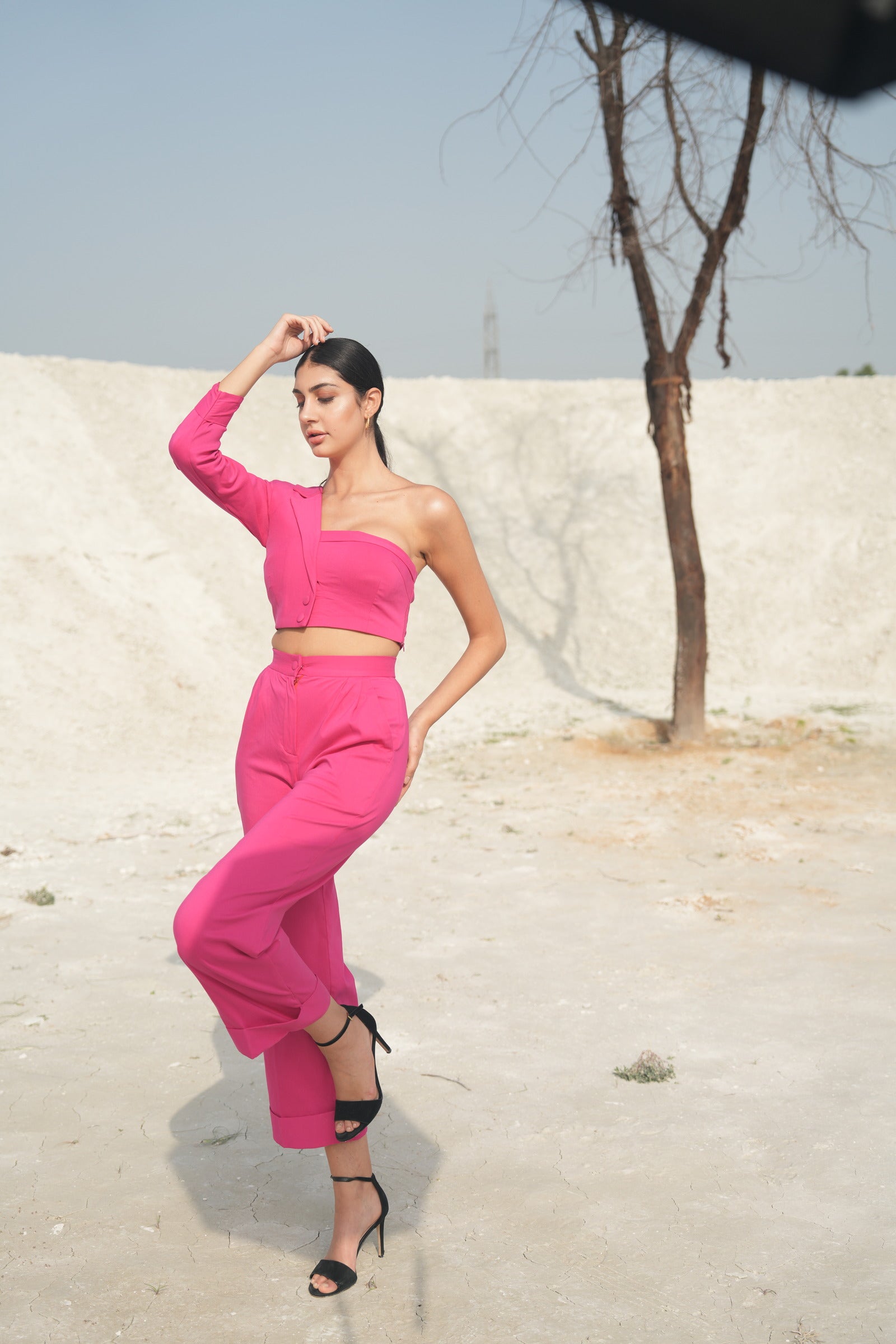 HOT PINK ASYMMETRIC BLAZER AND PANTS