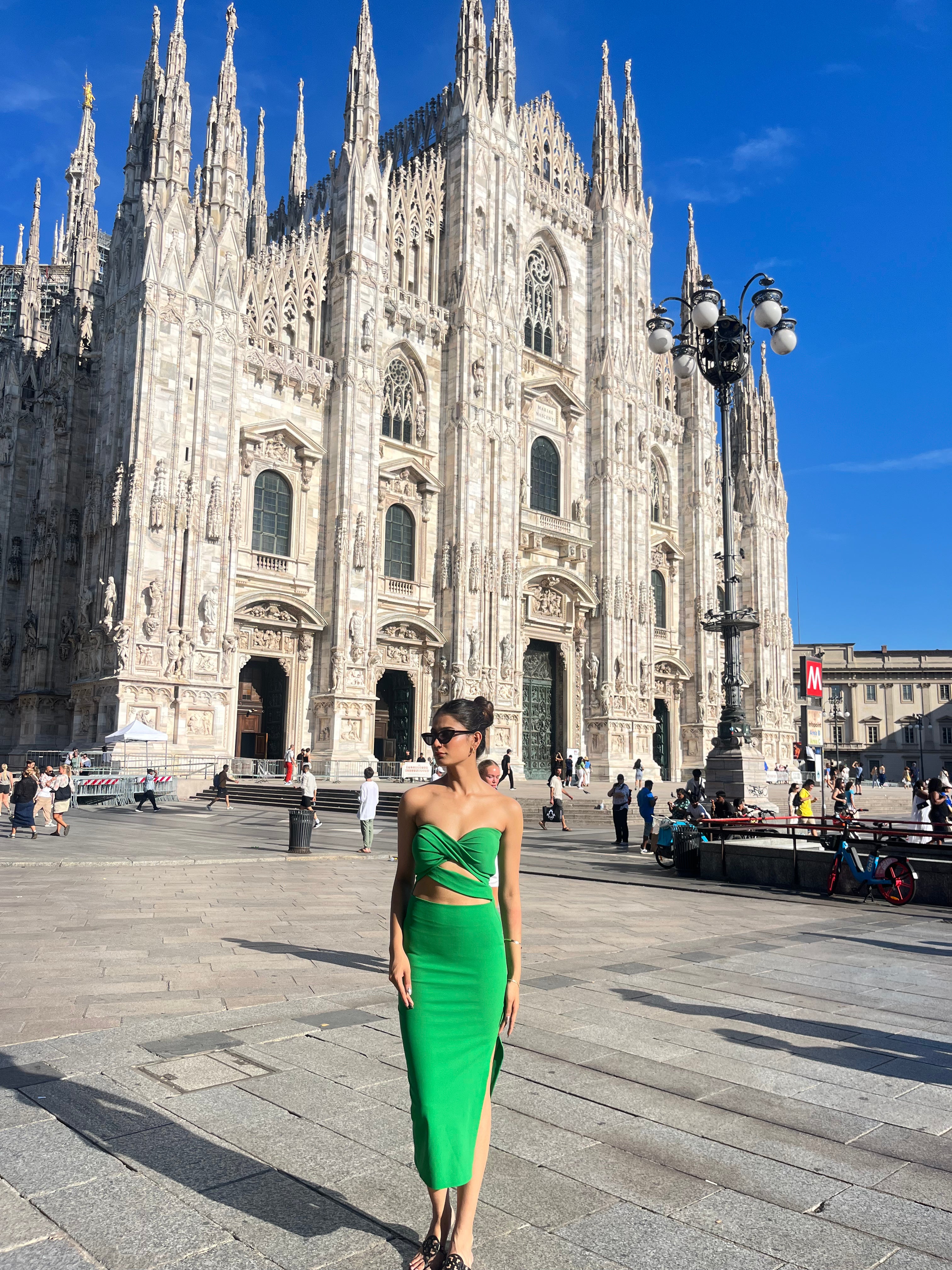 IRISH GREEN BANDAGE MIDIO DRESS