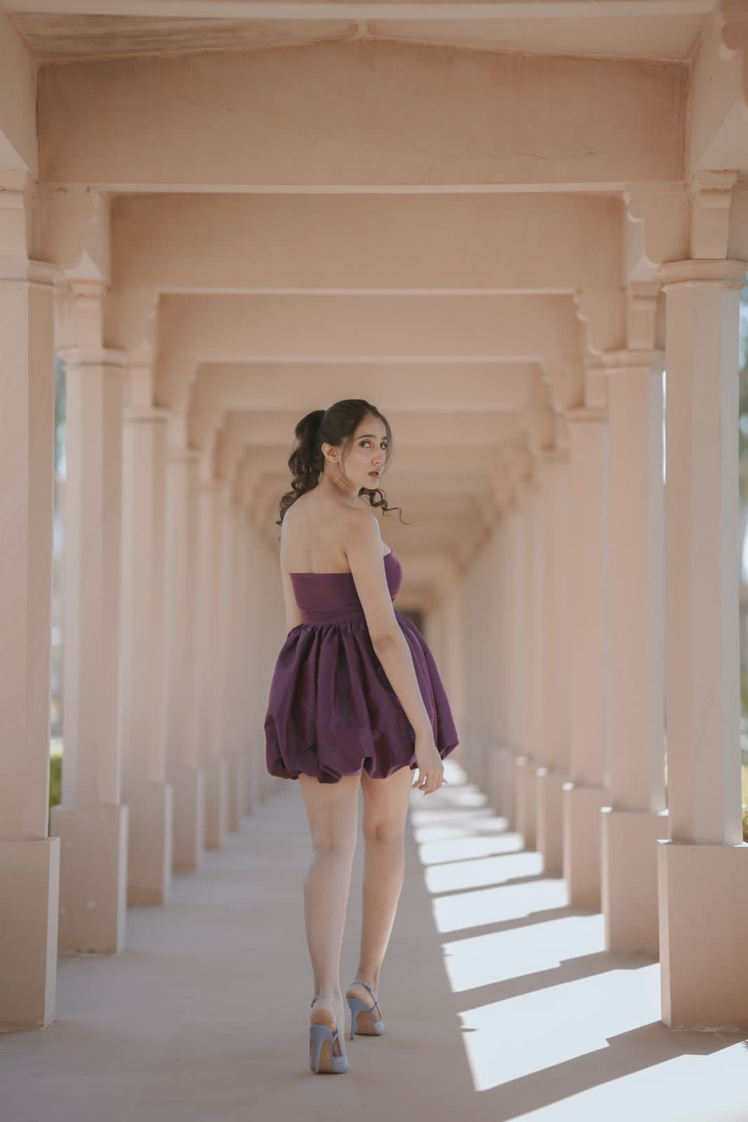 VIOLET TUBE BALLOON MINI DRESS