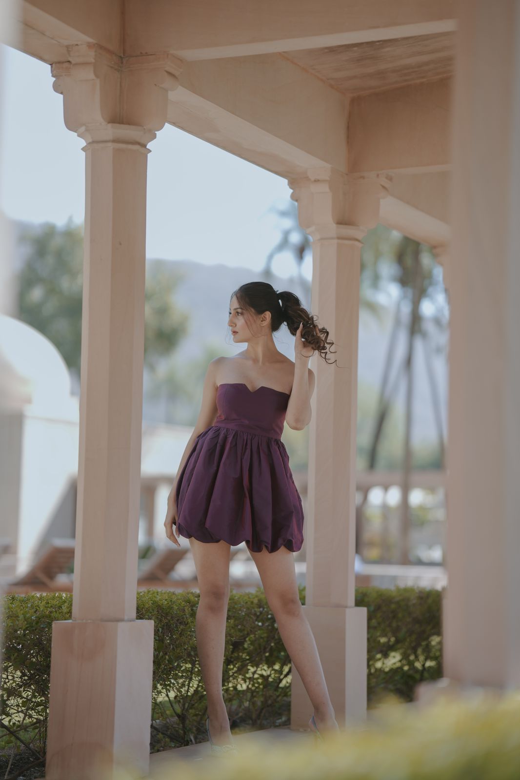 VIOLET TUBE BALLOON MINI DRESS