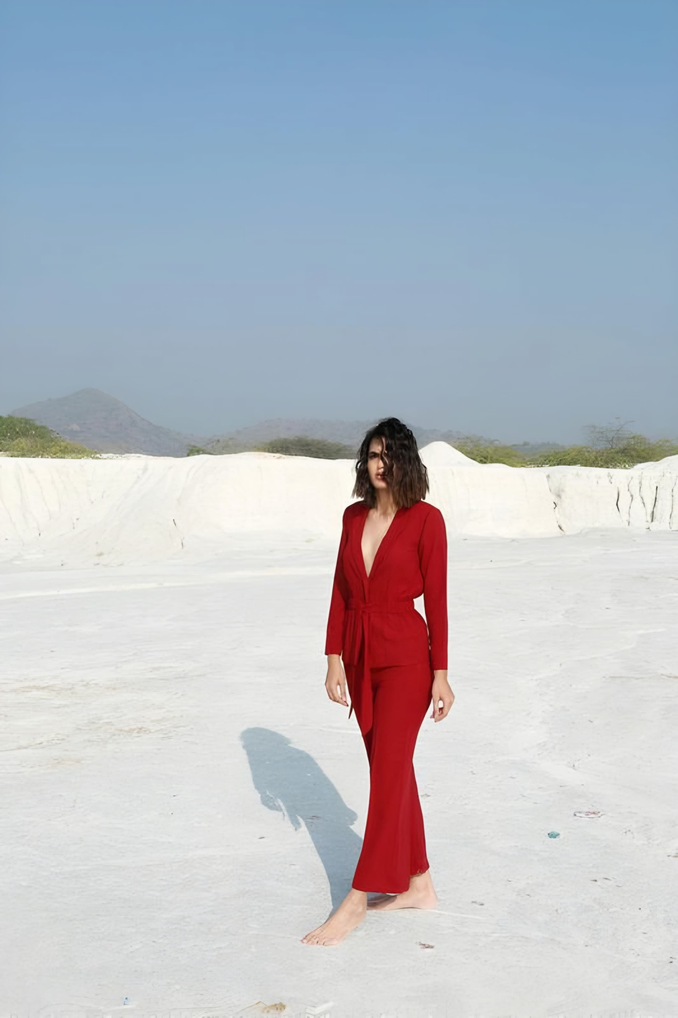 TURKEY RED COLOR ELASTICATED BLAZER AND PANTS
