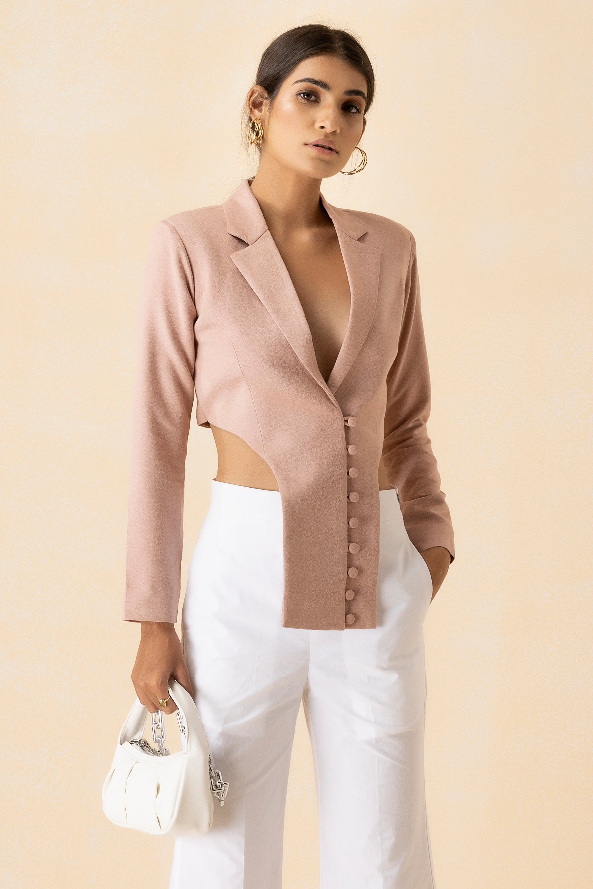 Pink Suede Cropped Blazer