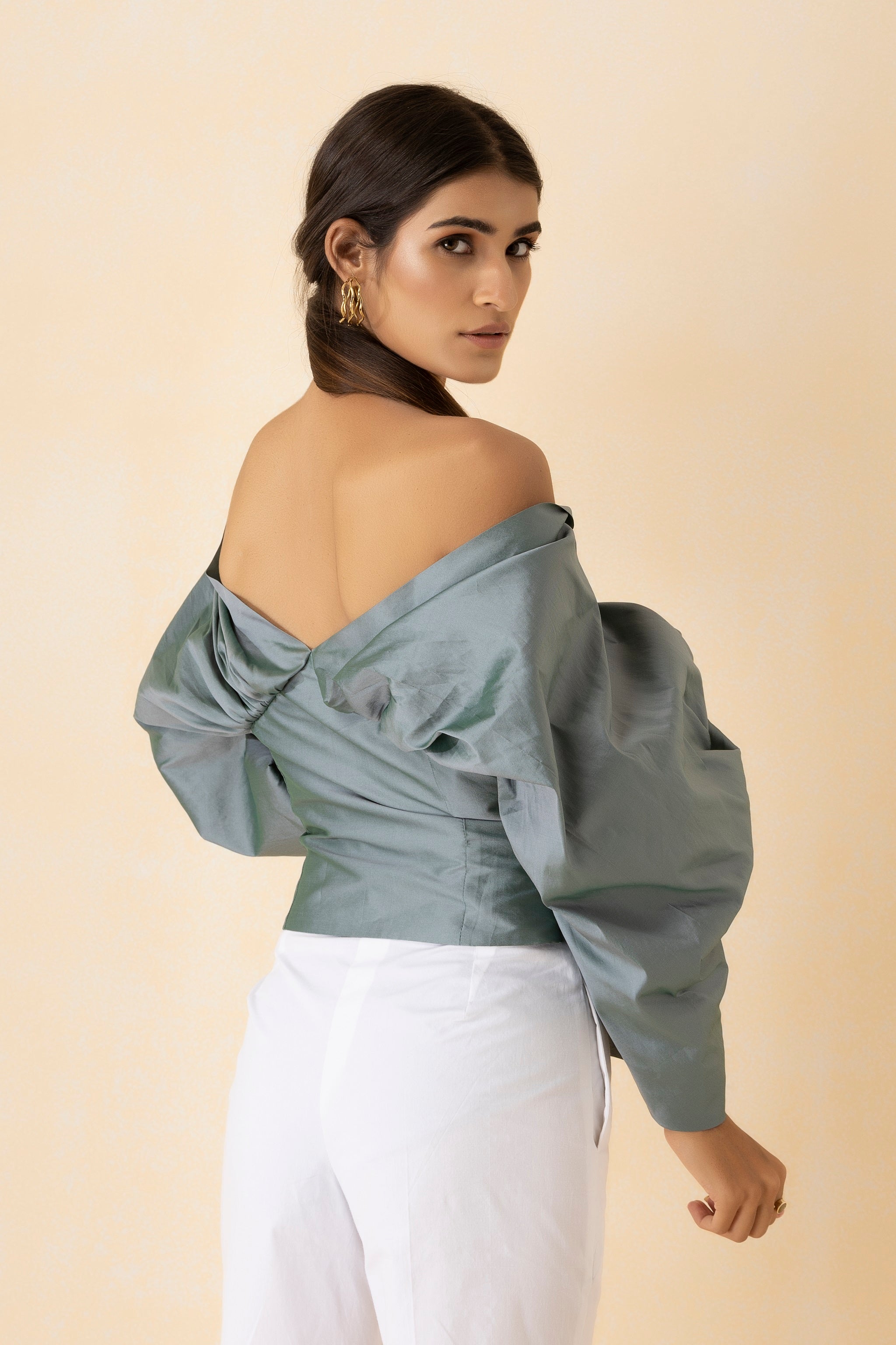Ash Grey Off Shoulder Corset Top