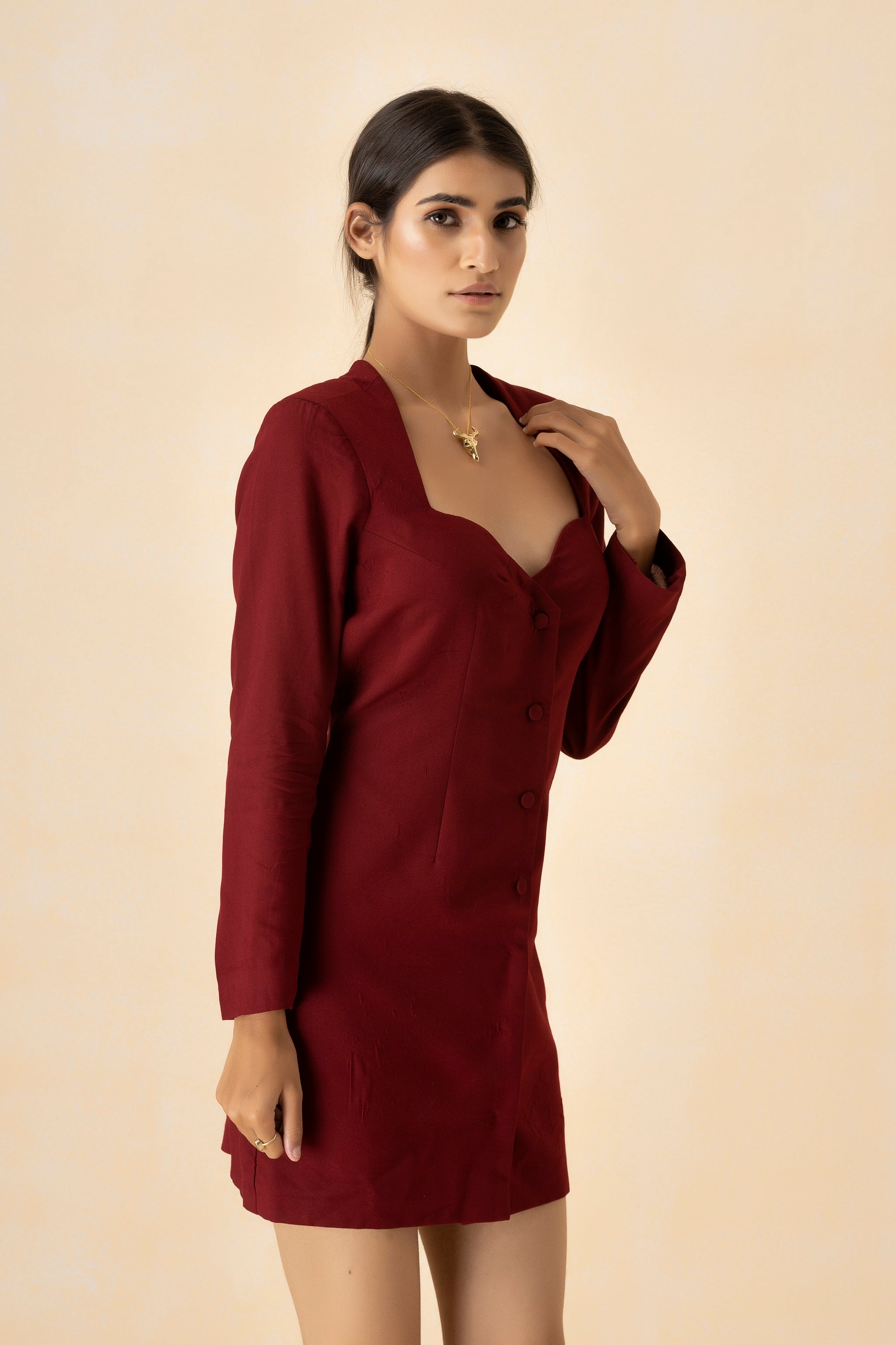 Barn Red Sweetheart Short Blazer Dress
