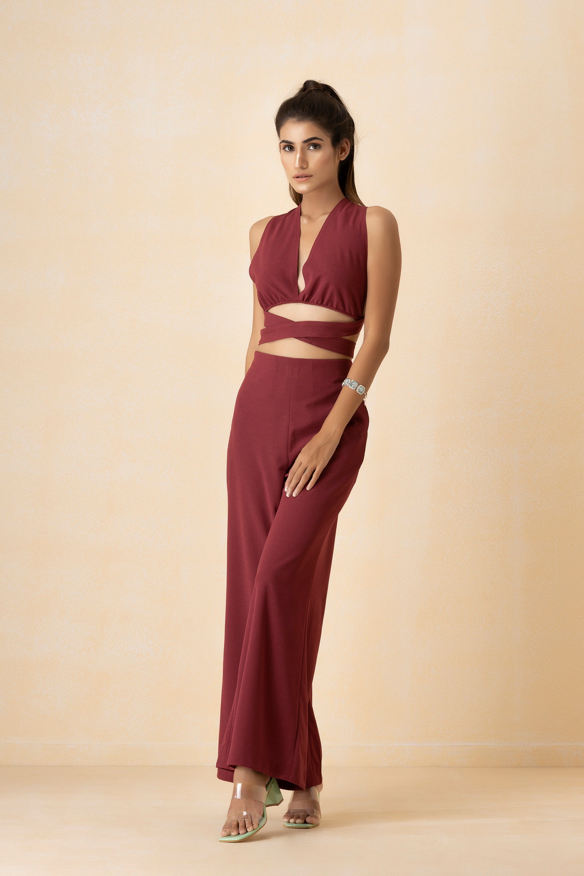 Puce Color Bandage Top and Pants