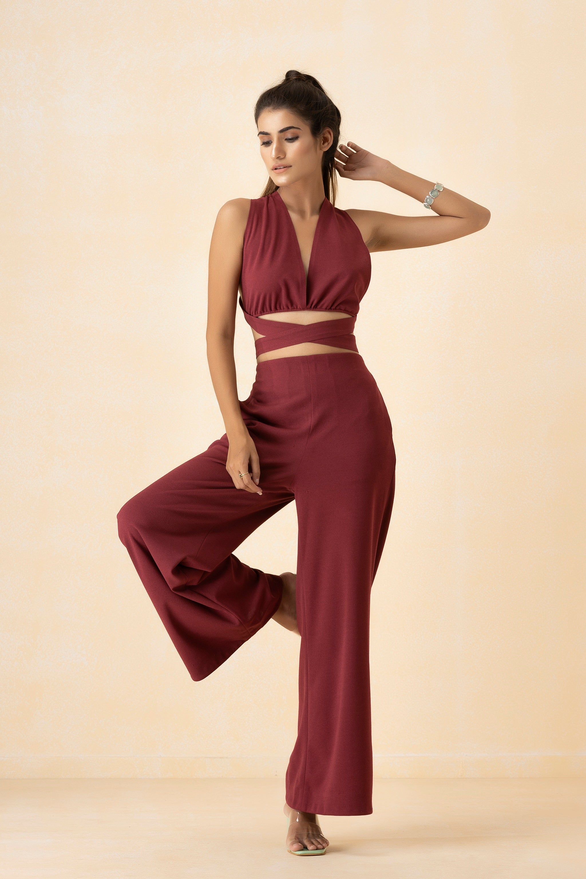 Puce Color Bandage Top and Pants