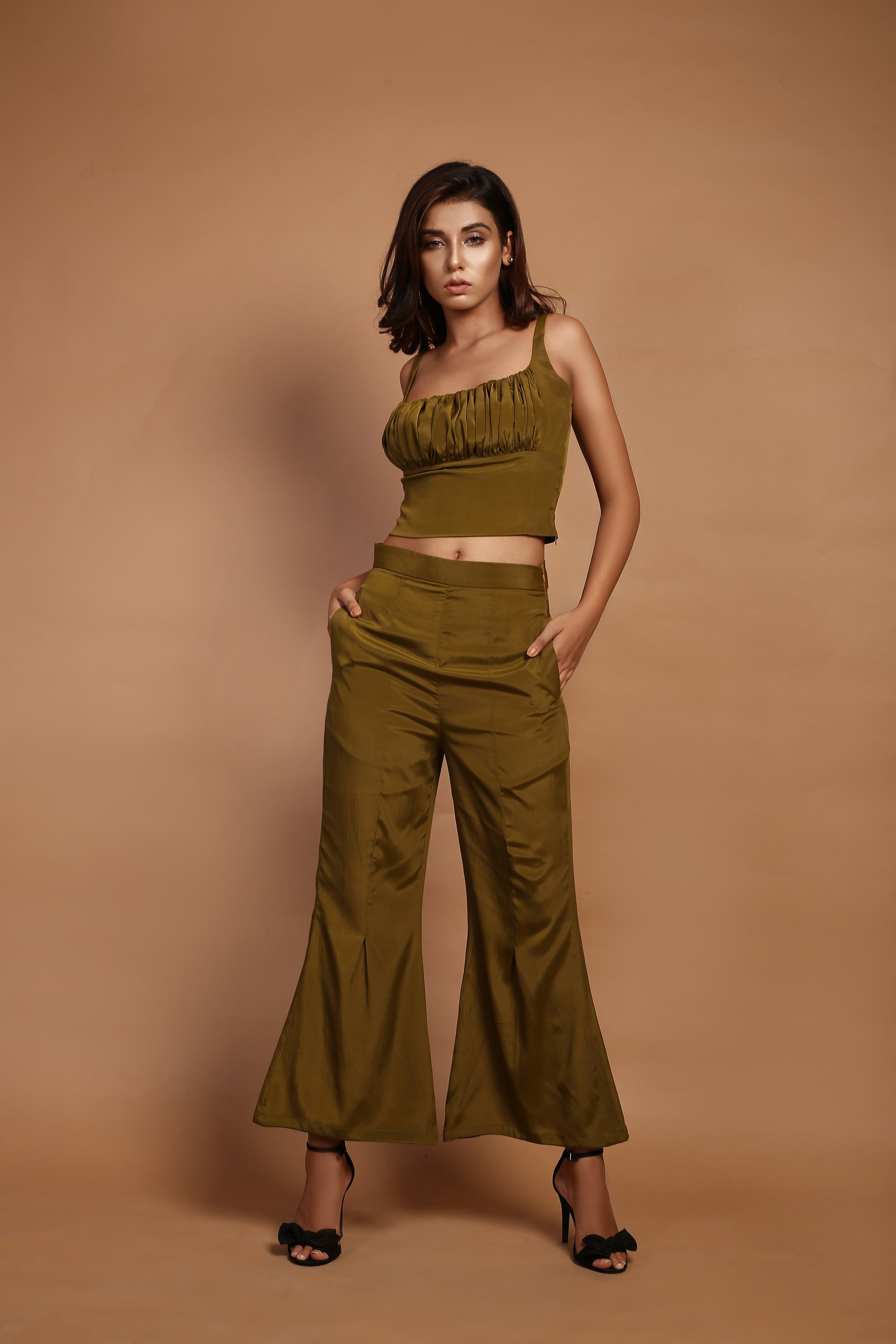 Olive Green Crop Top & Pants