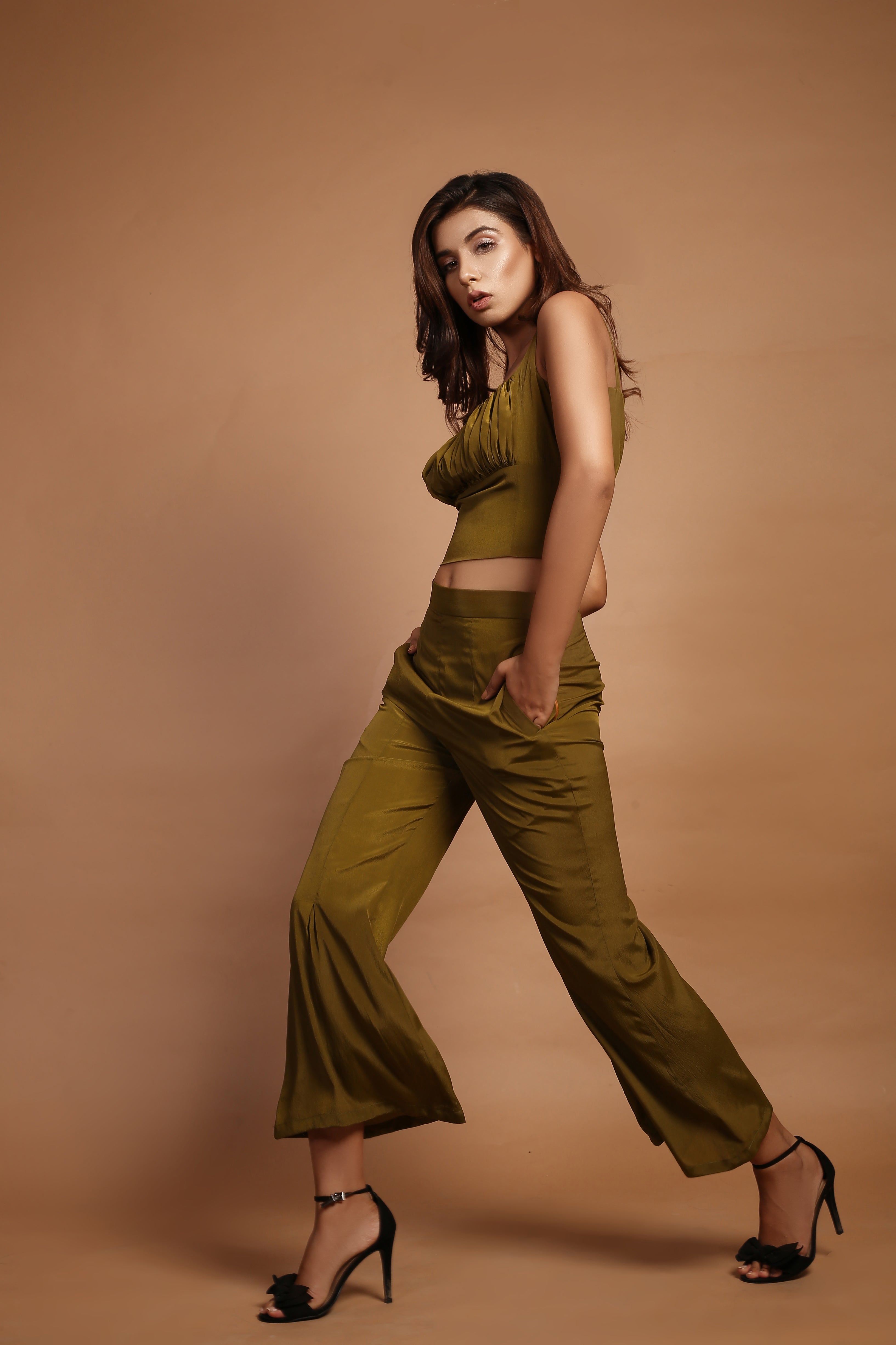 Olive Green Crop Top & Pants