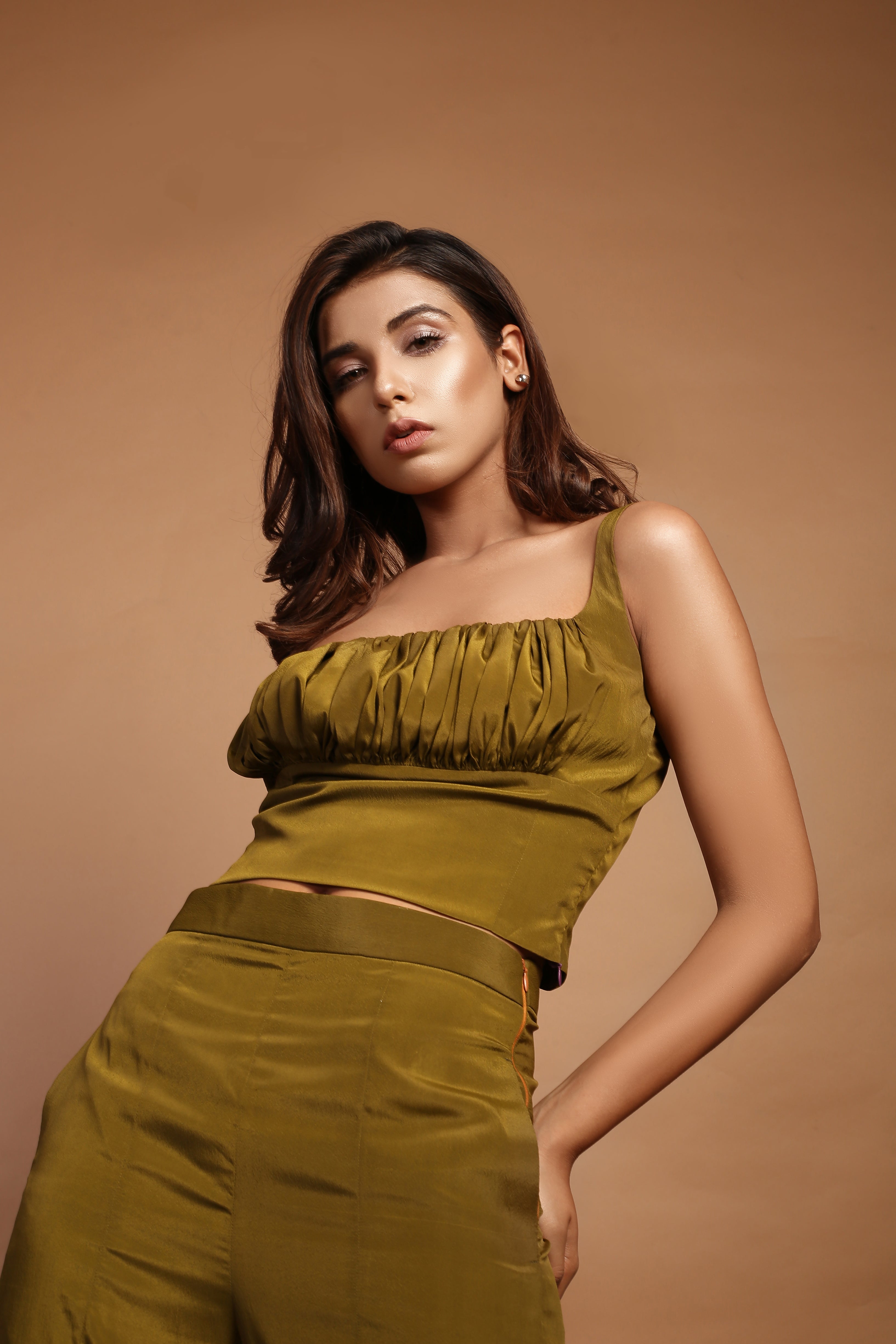 Olive Green Crop Top & Pants