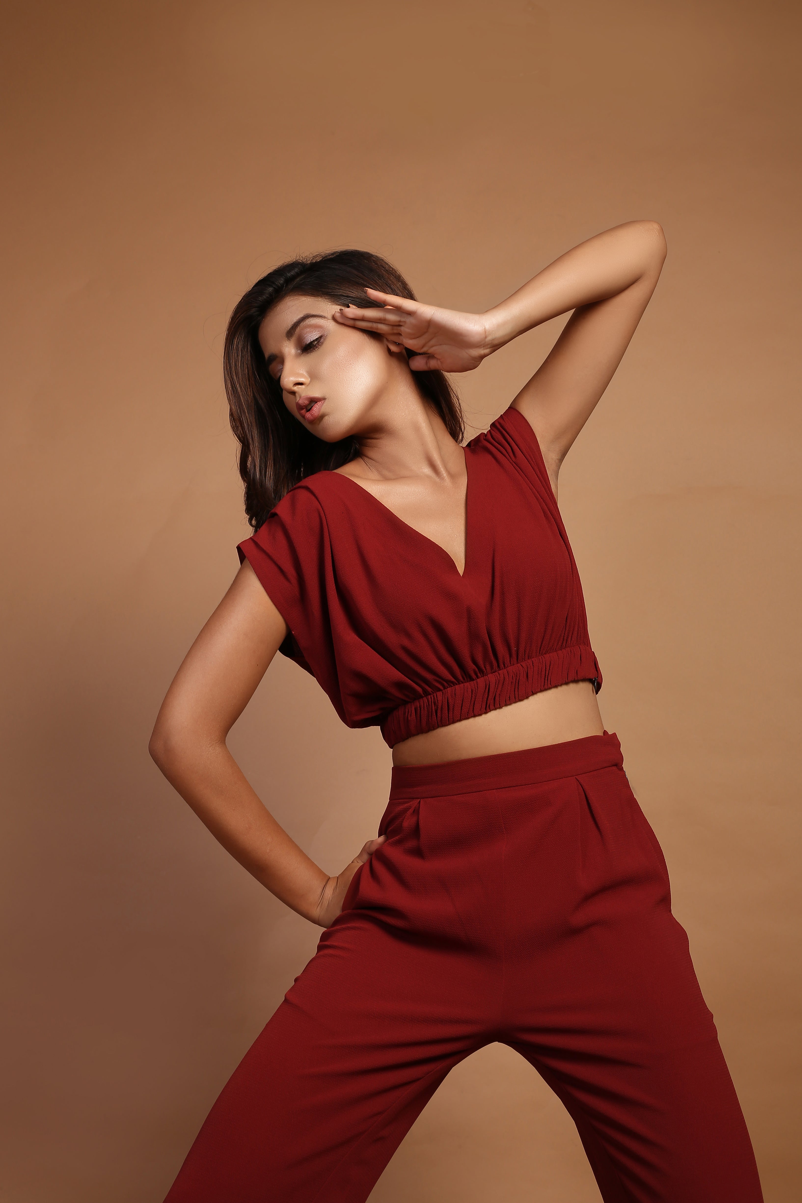 Brick Red Crop top & Pants