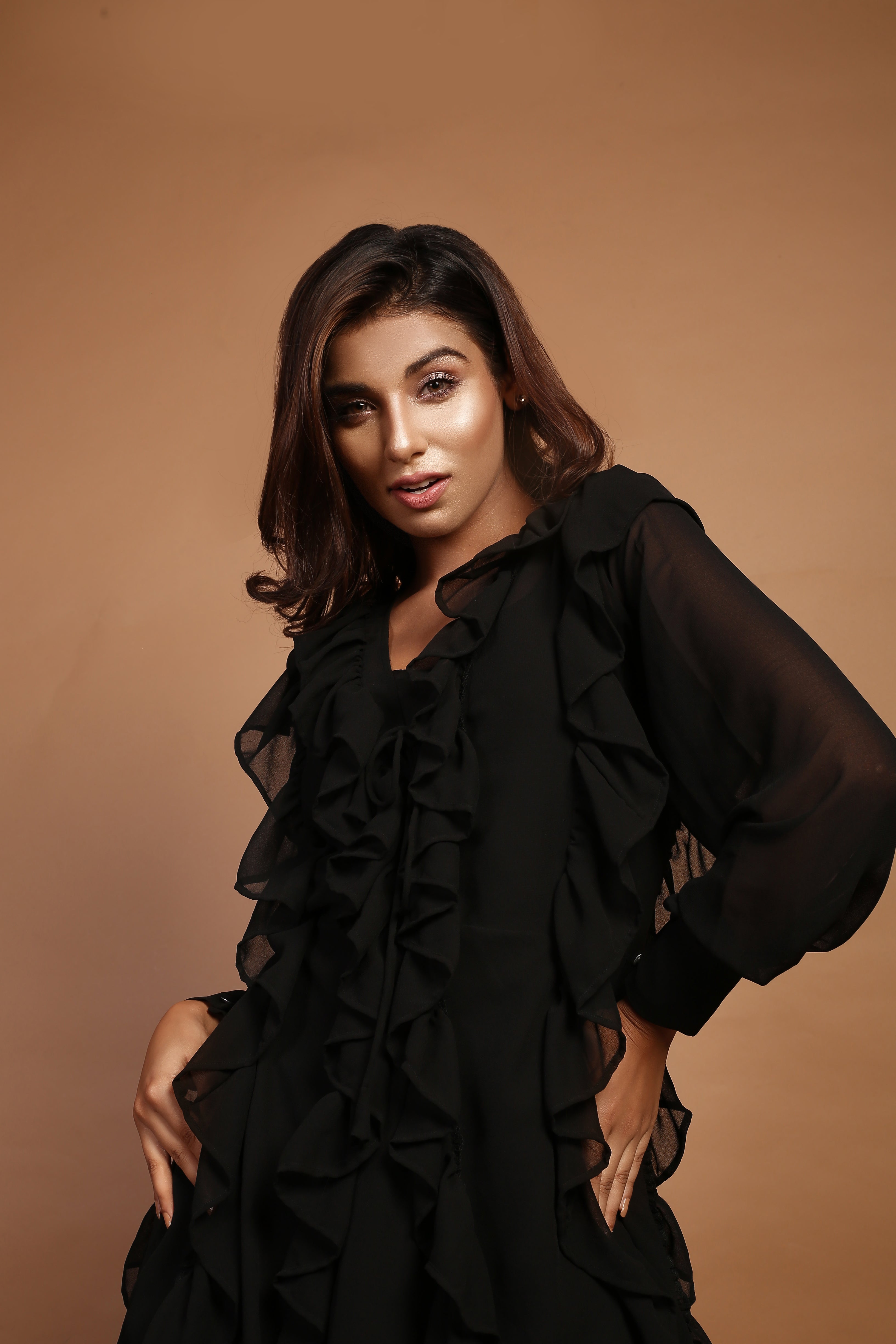 Black Ruffle Short Dress