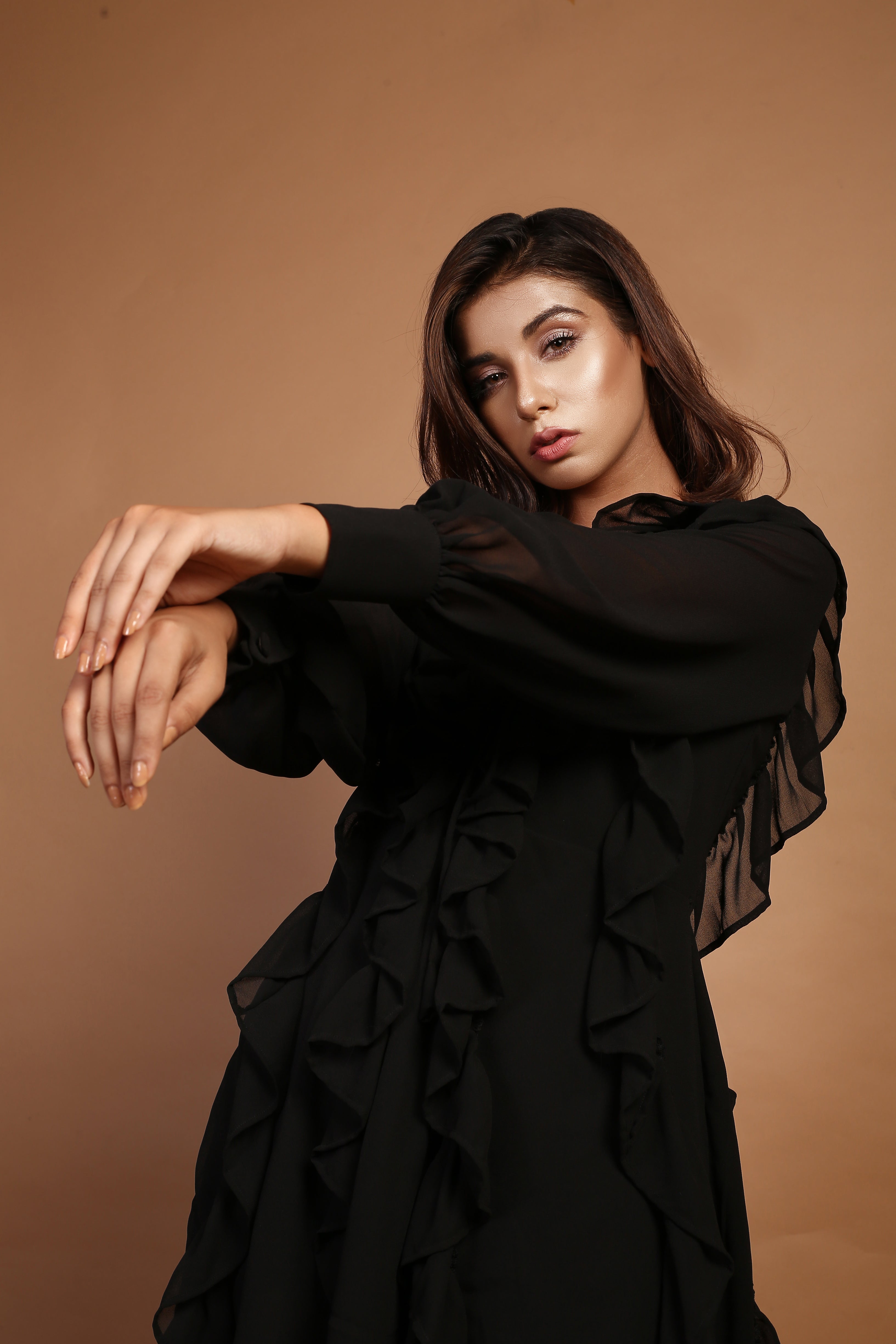 Black Ruffle Short Dress