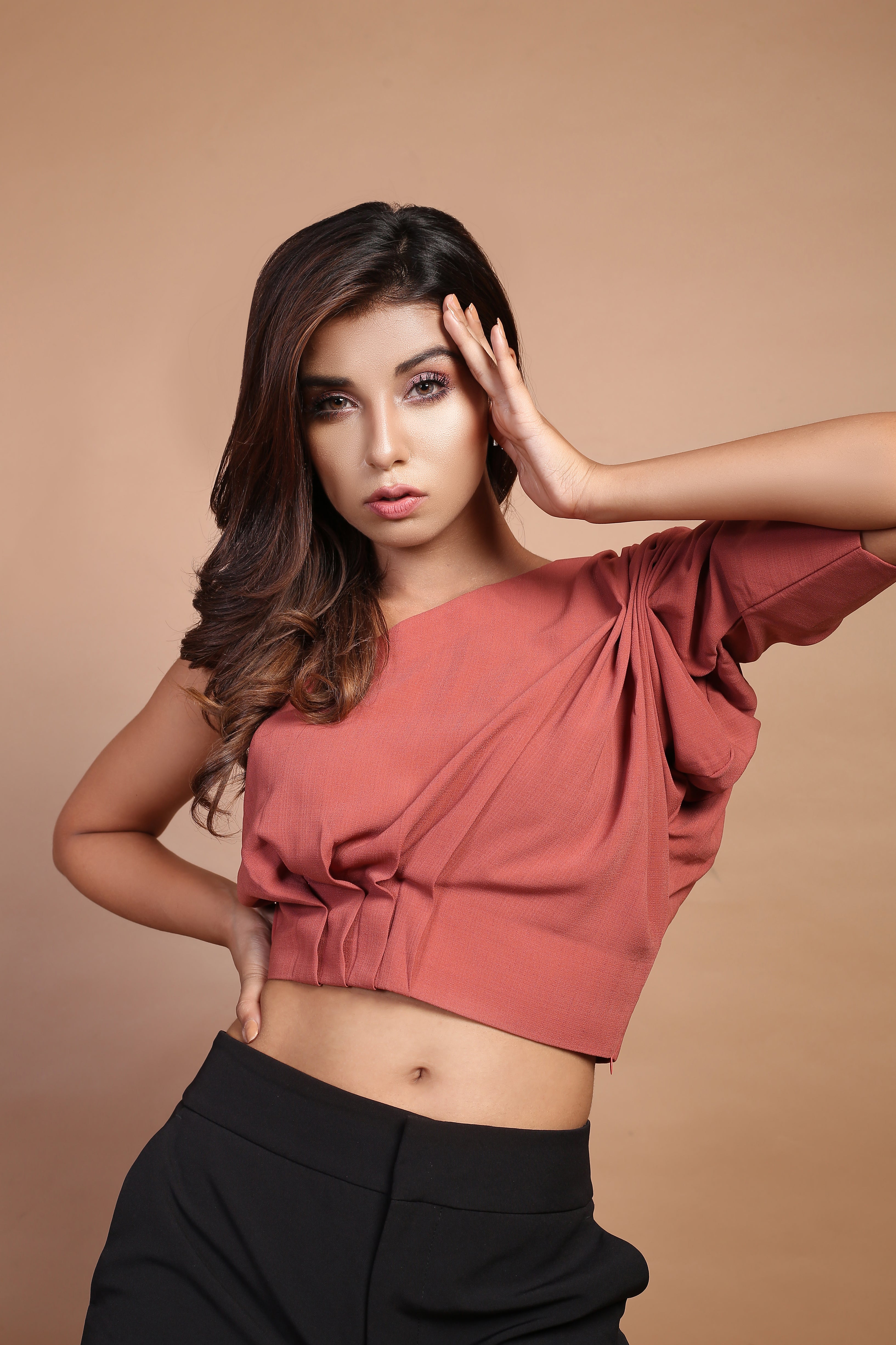 Marsala Colour Ruched top
