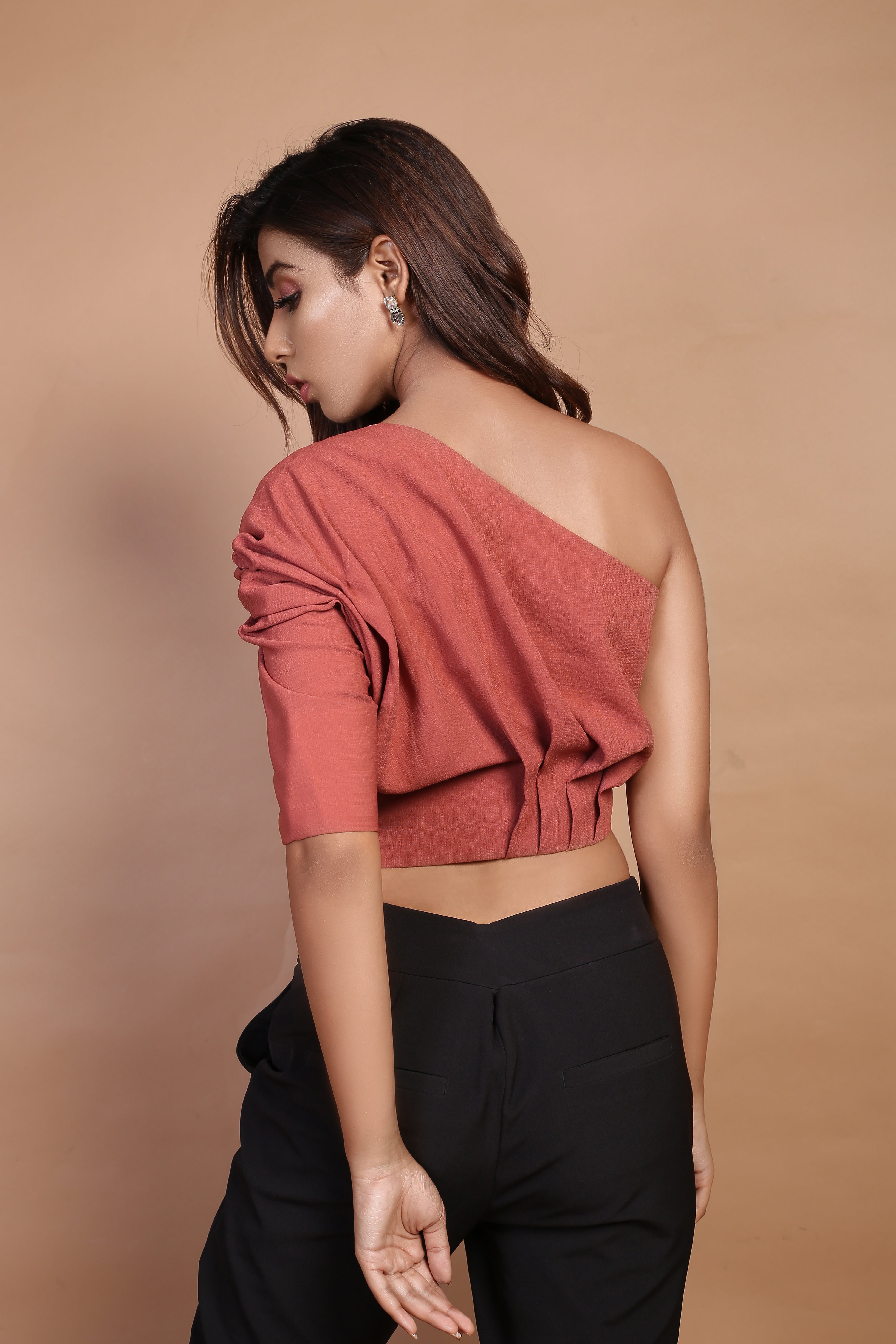 Marsala Colour Ruched top