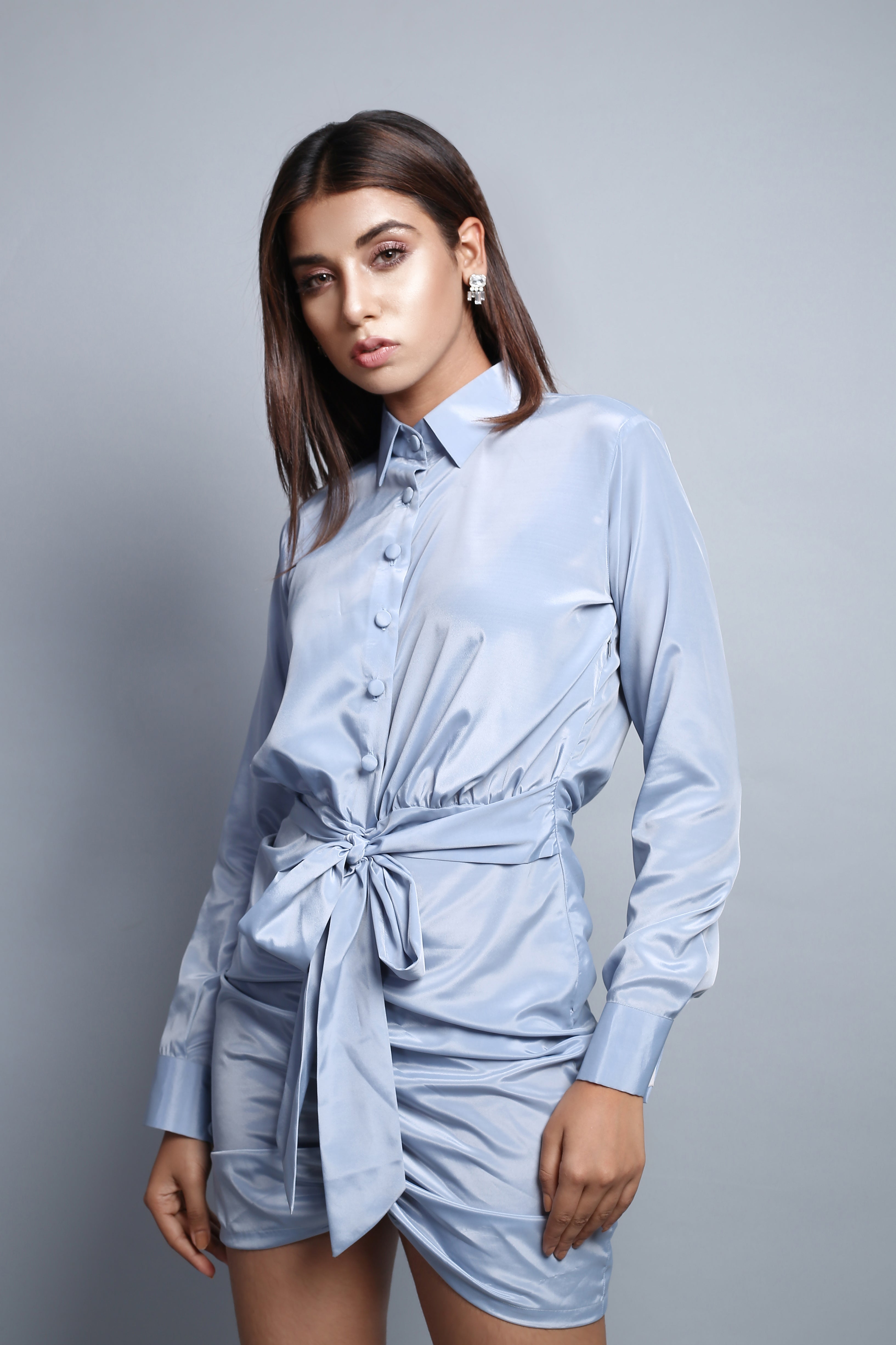 Aqua Blue Shirt Dress