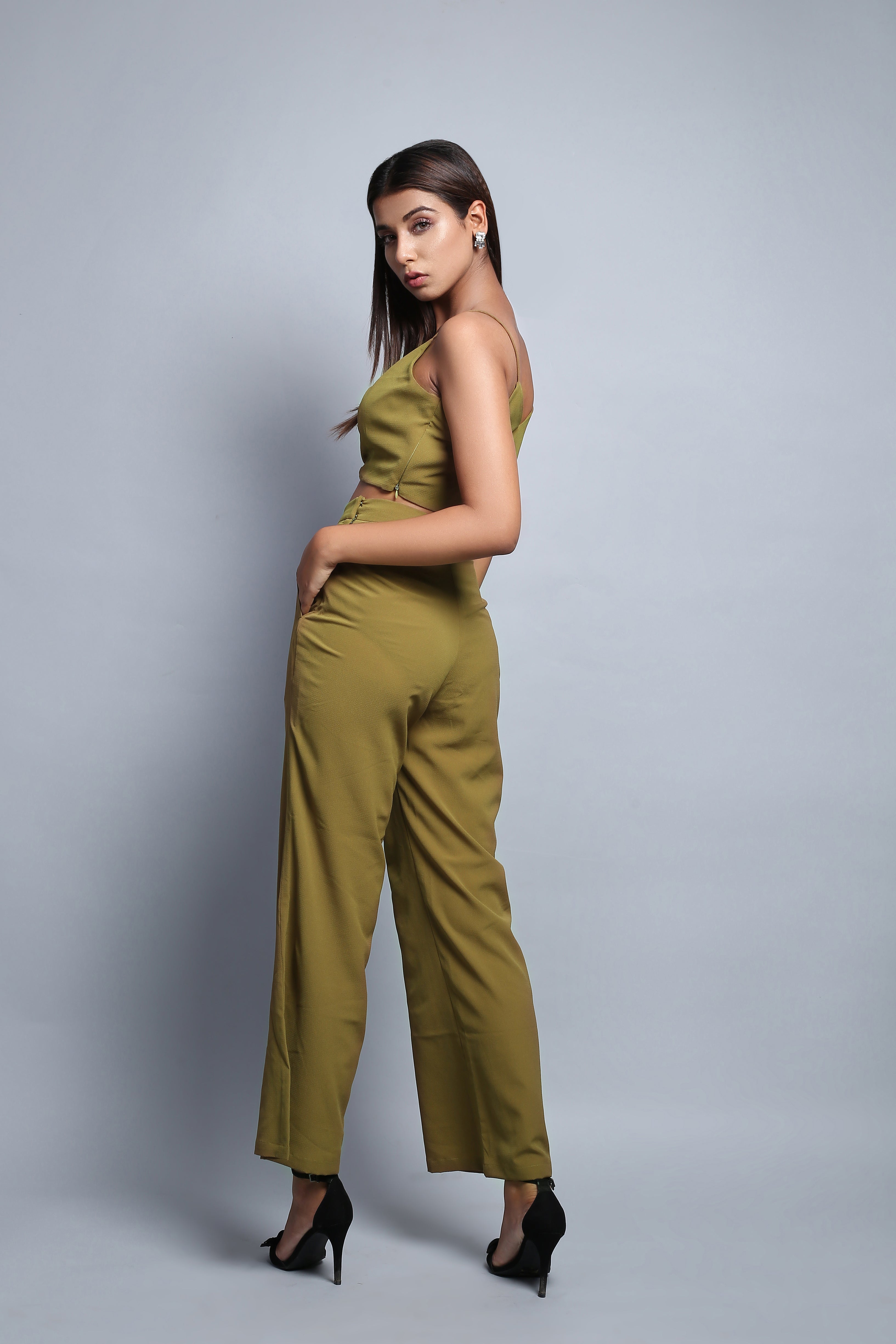 Olive Green Crop Top & Pants