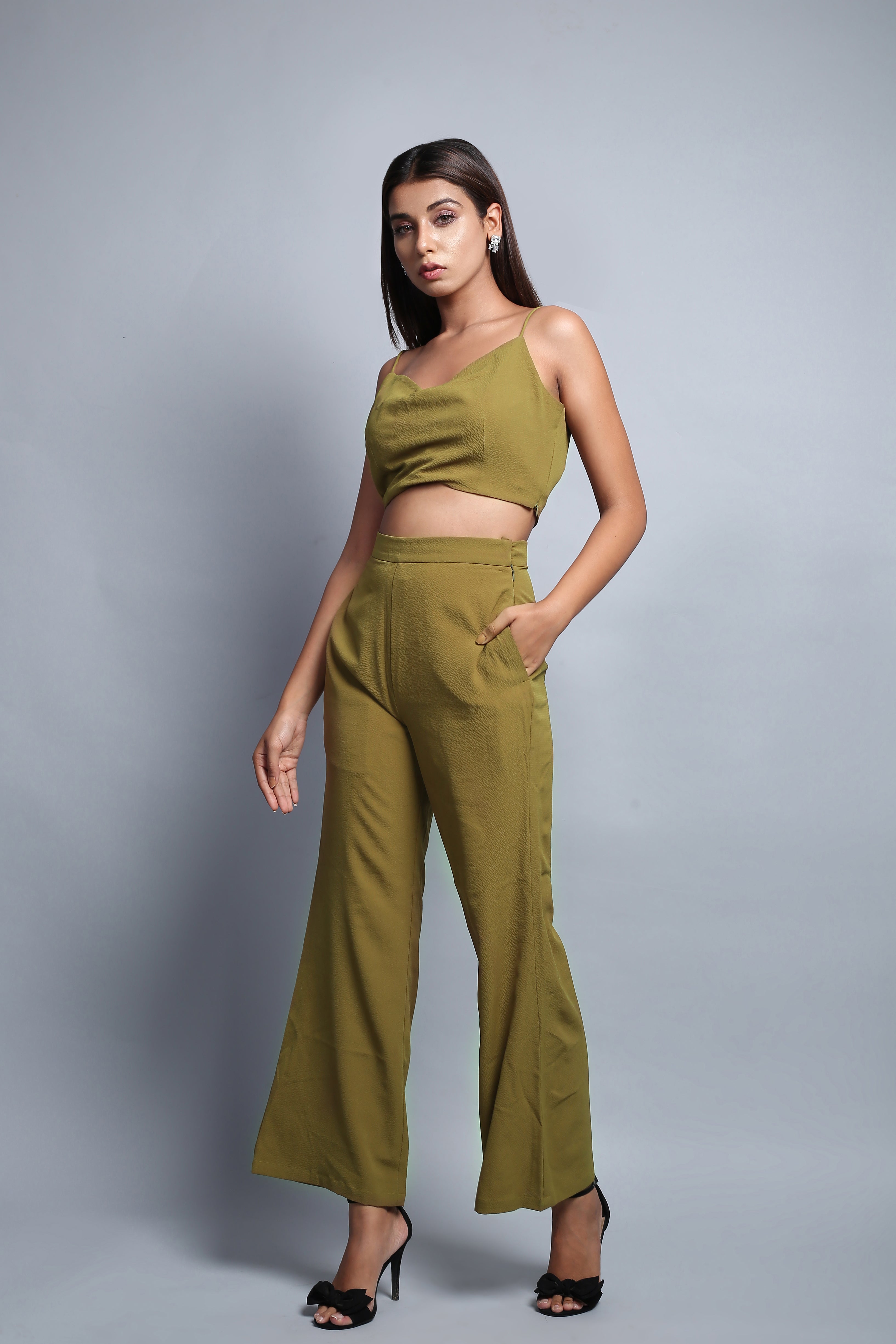 Olive Green Crop Top & Pants