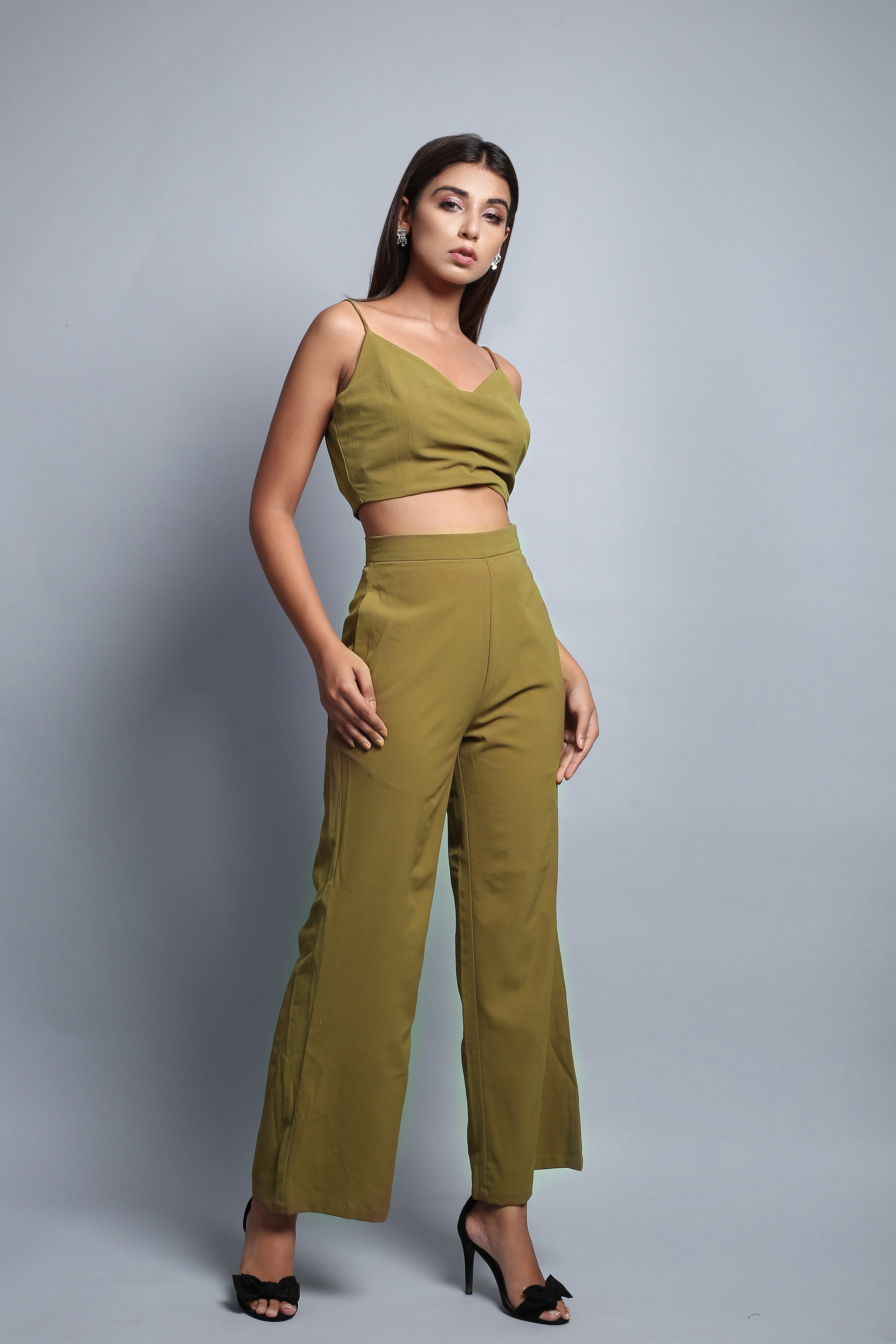 Olive Green Crop Top & Pants