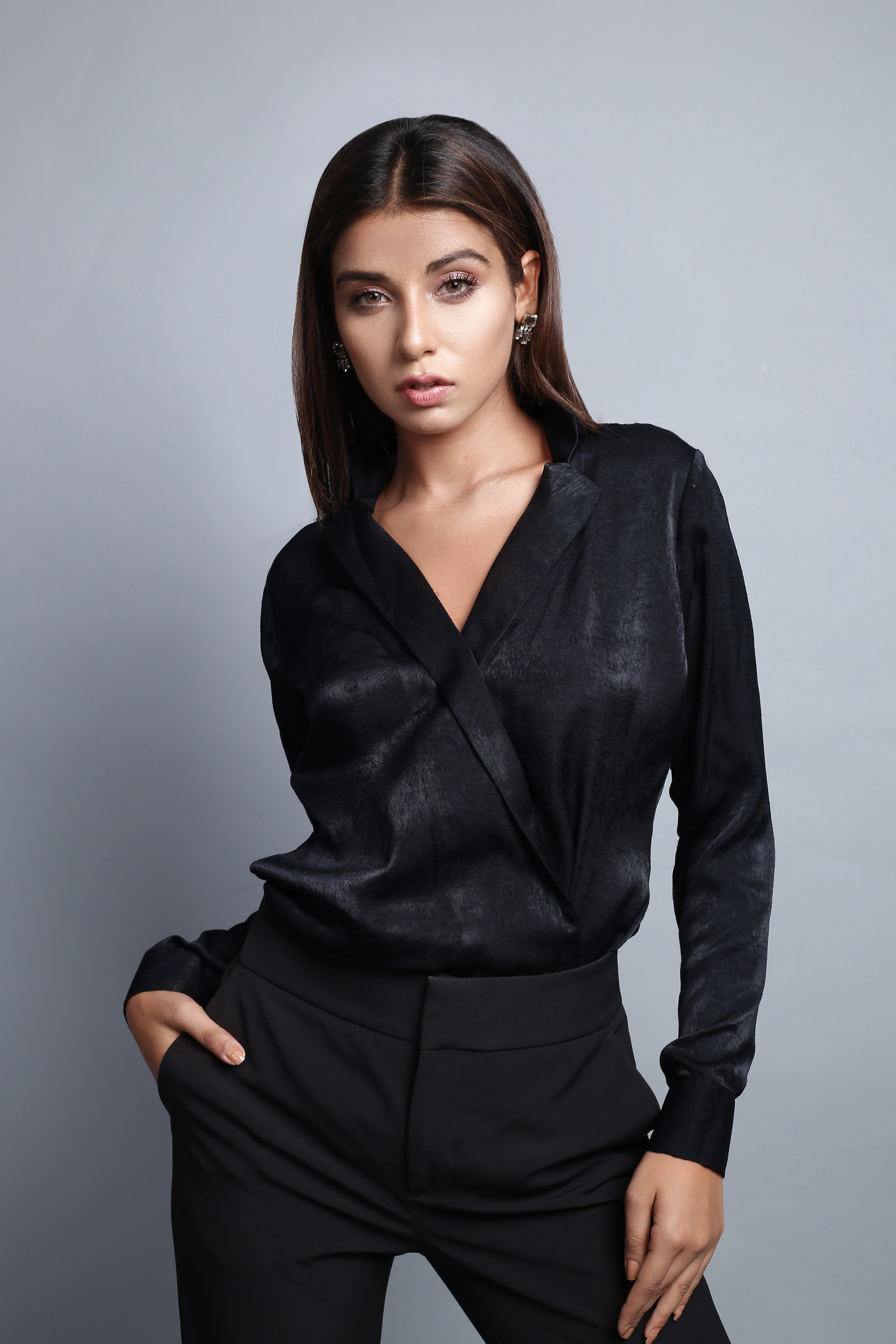 Black Wrap Full sleeve Shirt