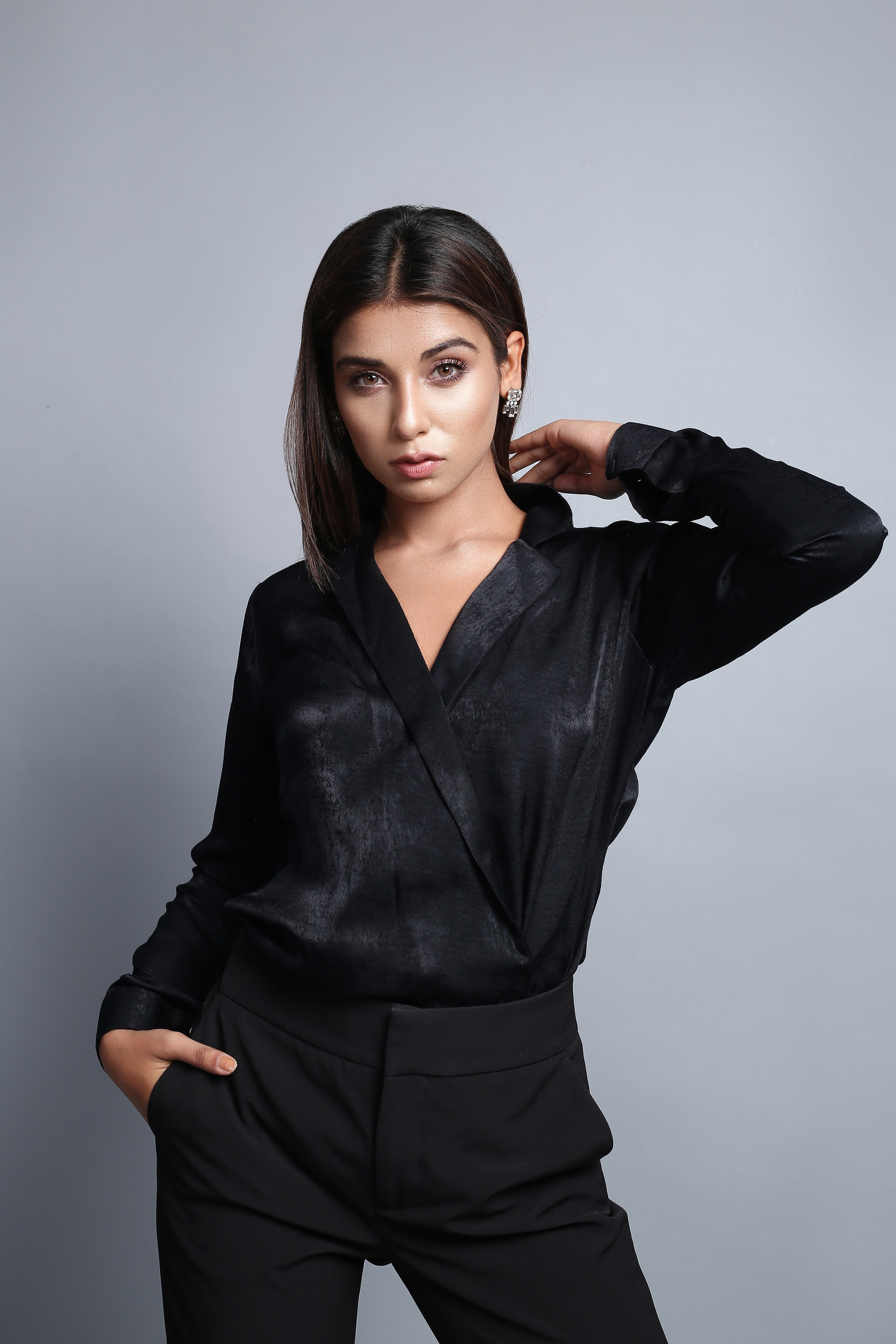 Black Wrap Full sleeve Shirt