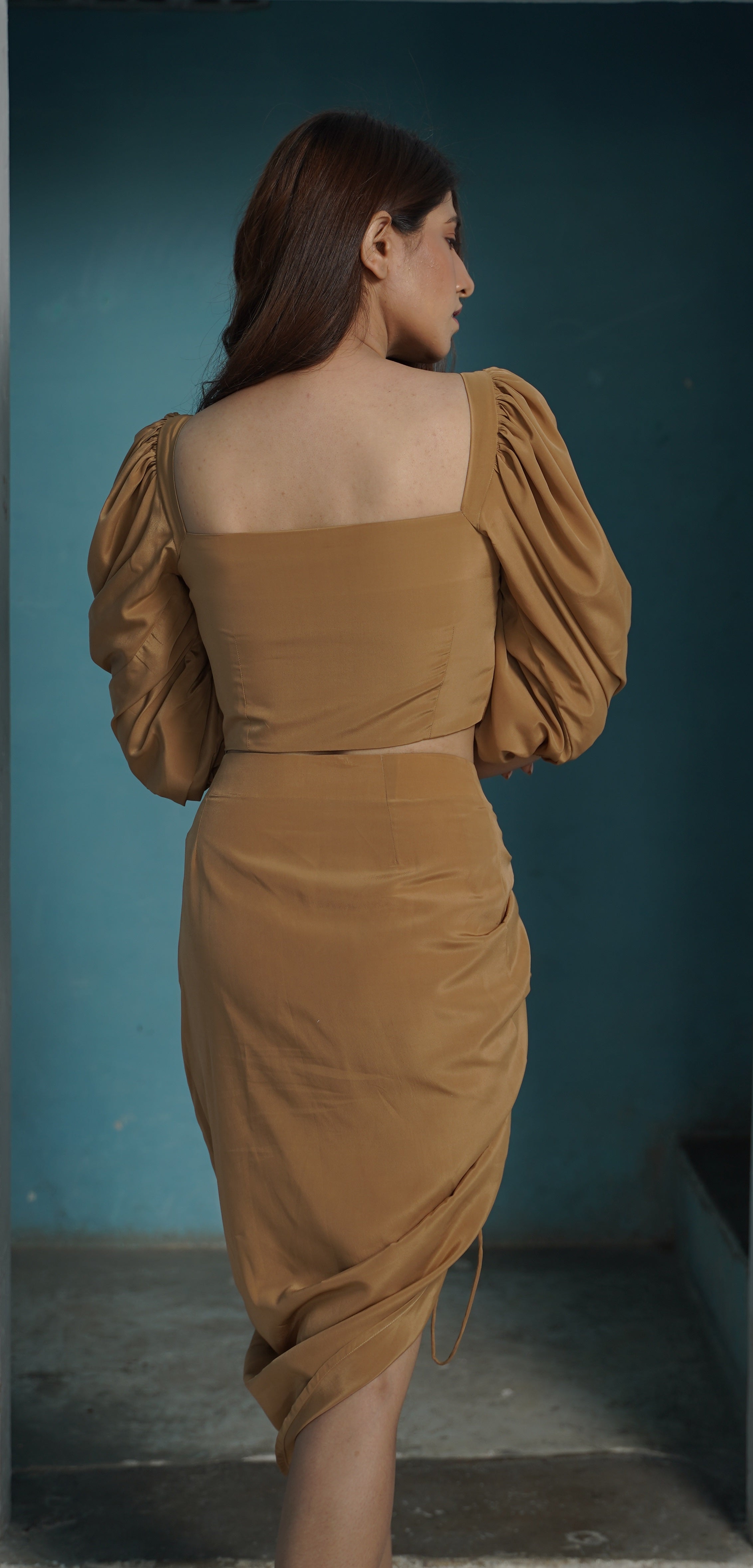 Camel Bustier Top and Skirt
