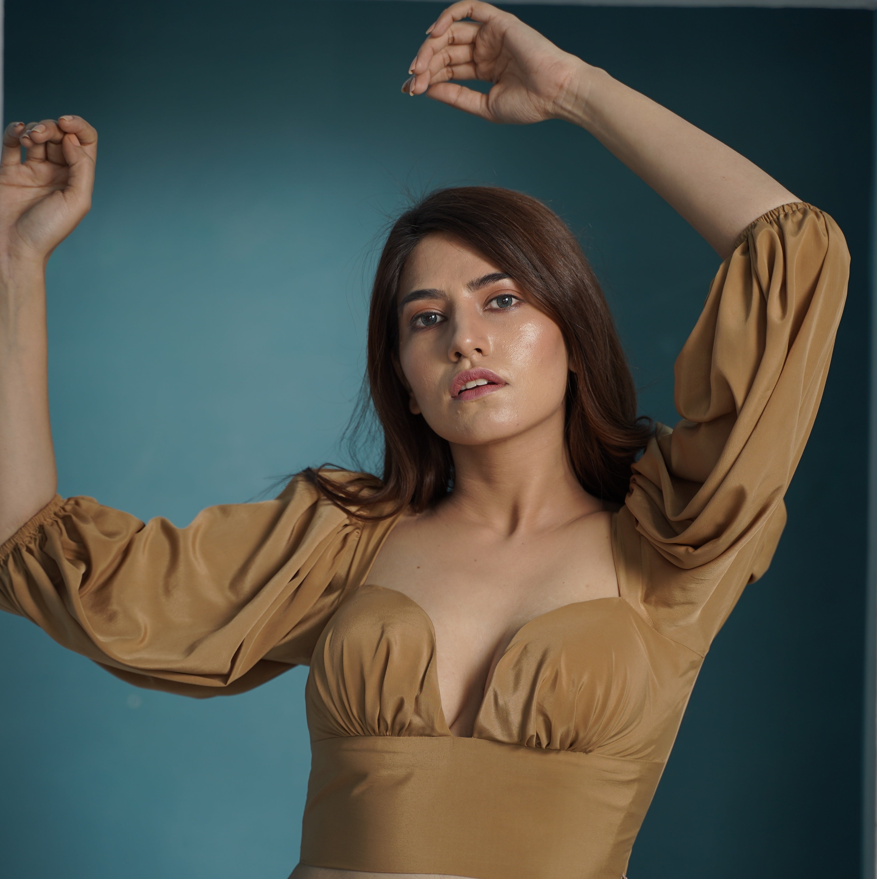 Camel Bustier Top and Skirt