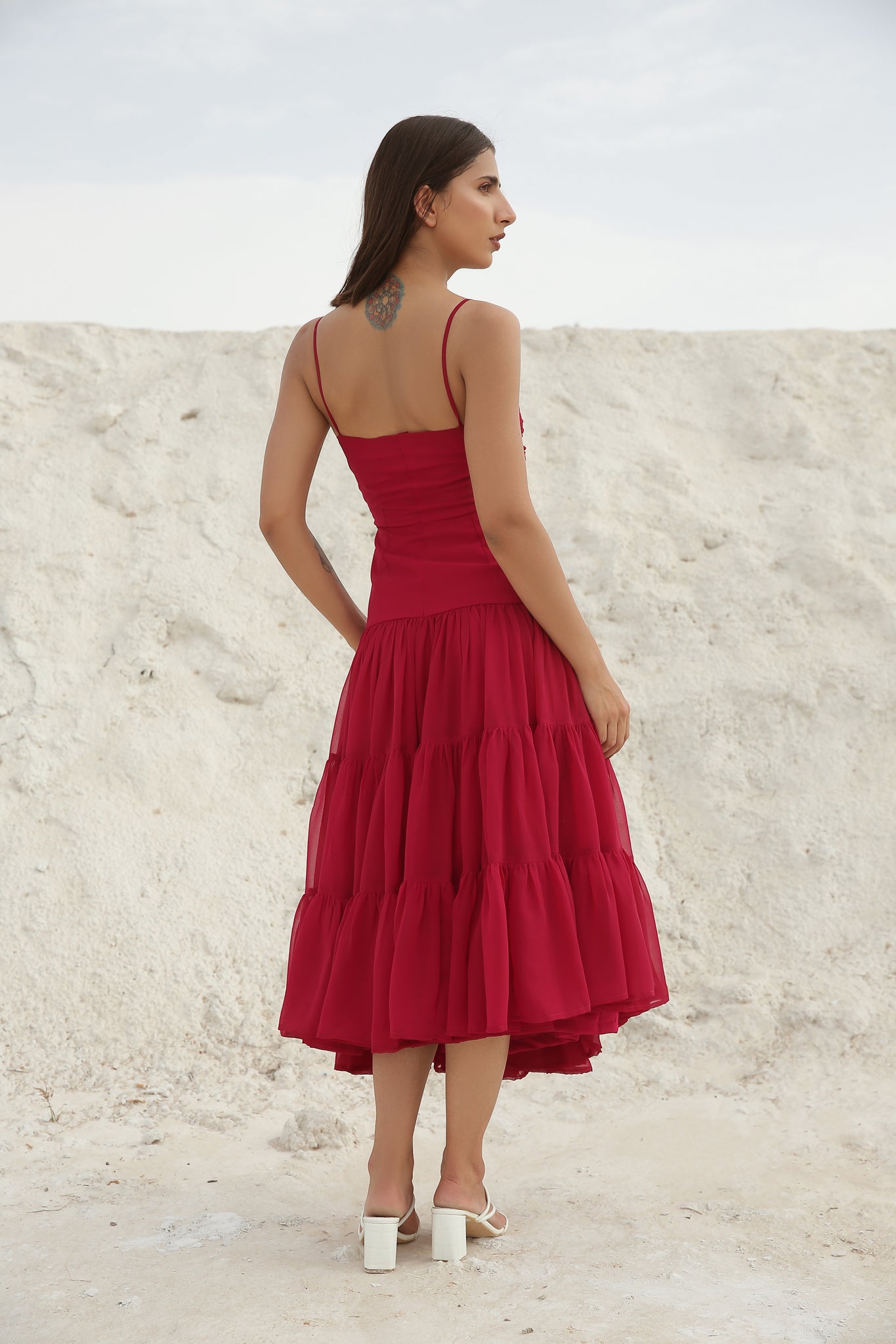 Hot Pink Gathered Maxi Dress
