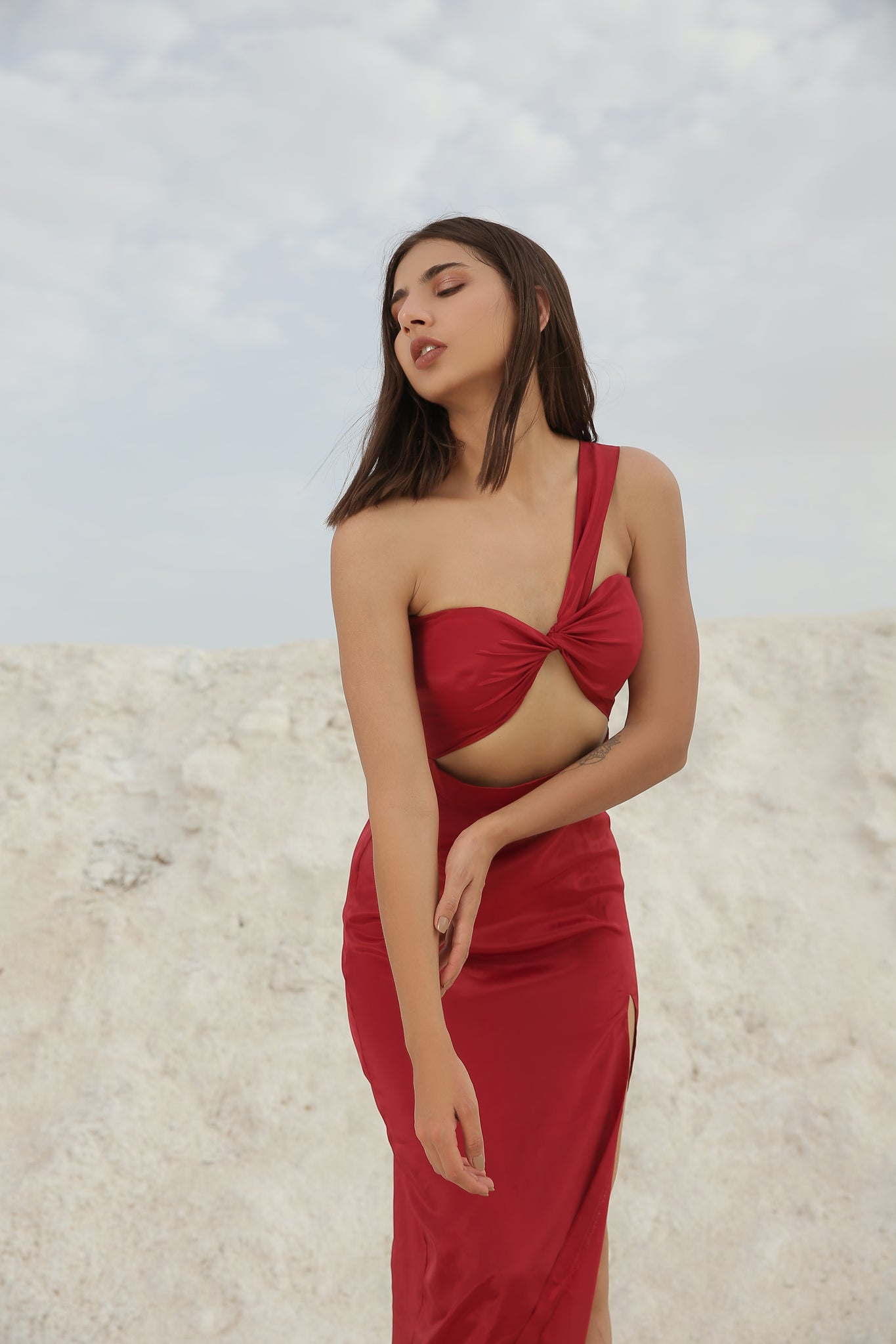 Crimson Red Halter Neck Maxi Dress