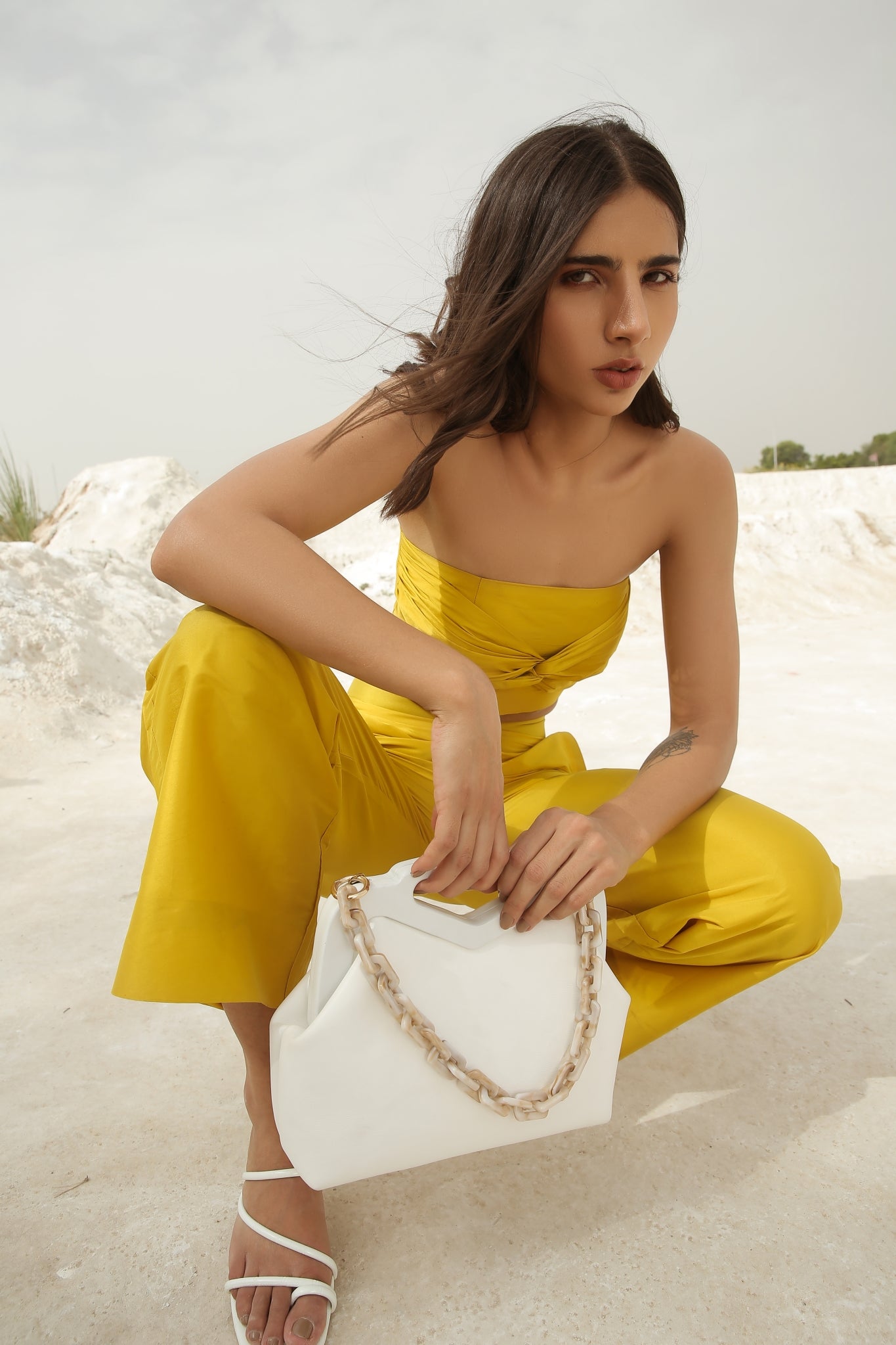 Canary Yellow Twisted Top And Pants