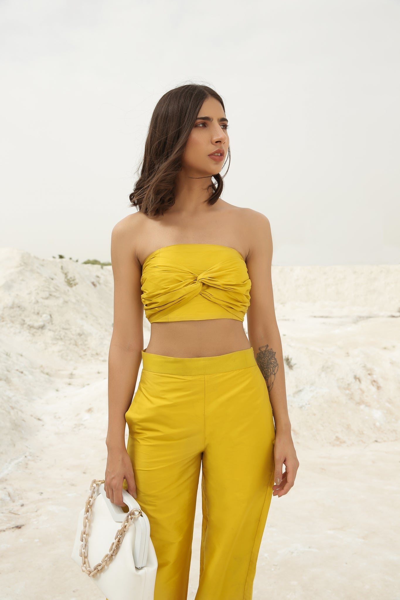 Canary Yellow Twisted Top And Pants