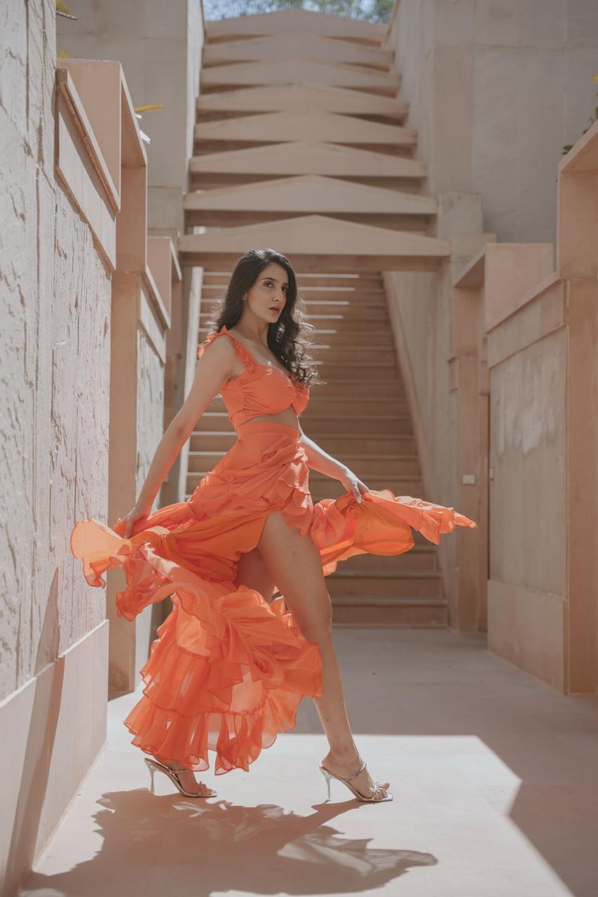 Orange Ruffle Skirt and Bustier