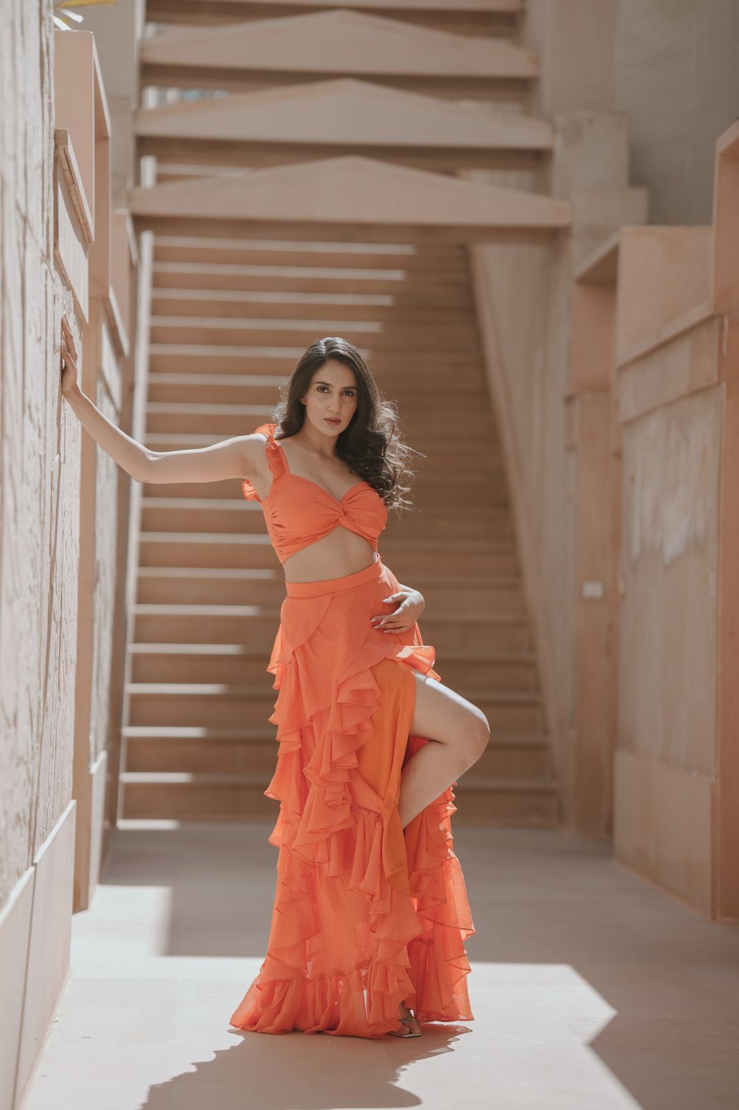 Orange Ruffle Skirt and Bustier
