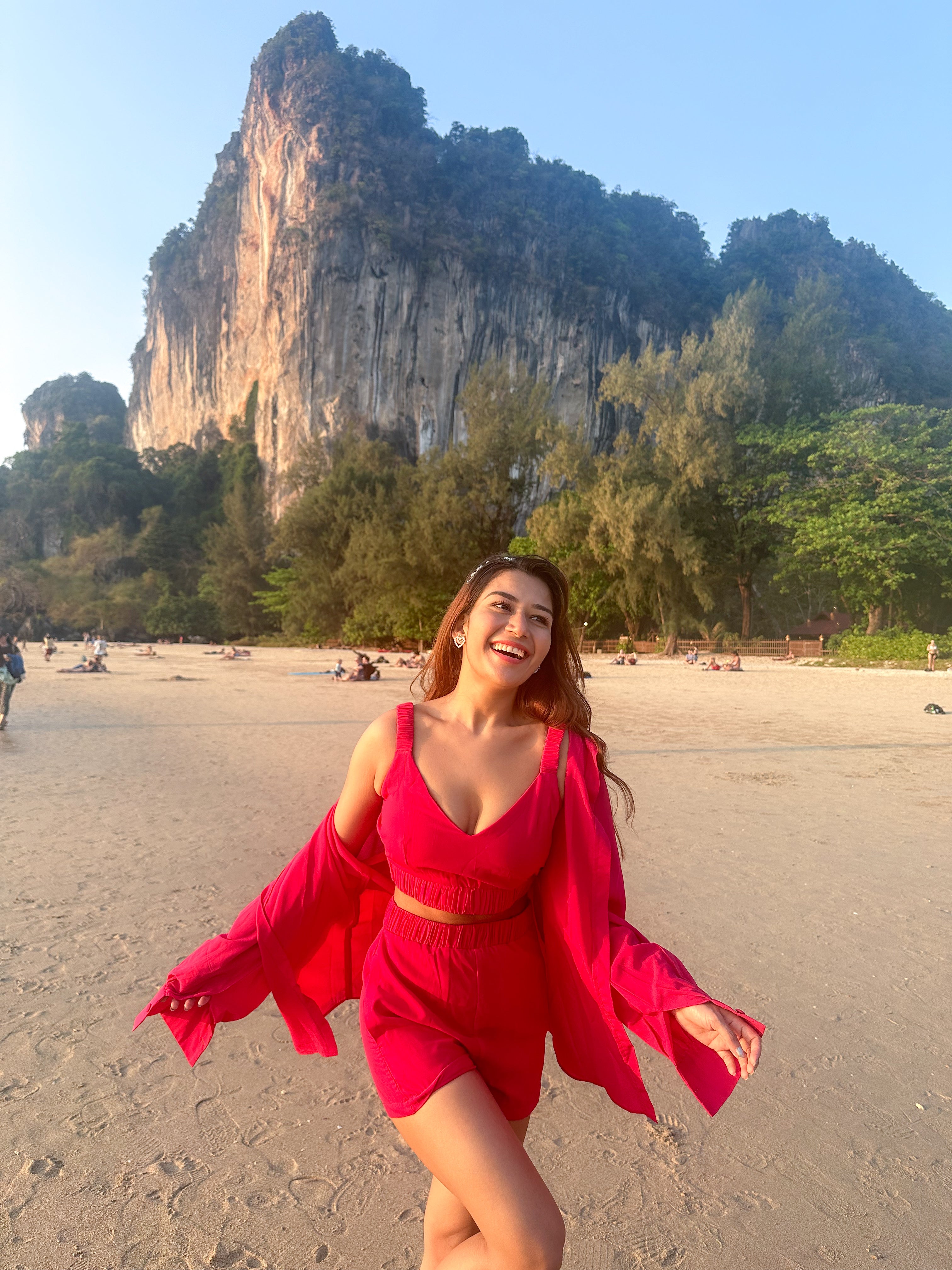 HOT PINK BUSTIER AND SHORTS WITH LONG SHIRT