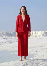 TURKEY RED COLOR ELASTICATED BLAZER AND PANTS
