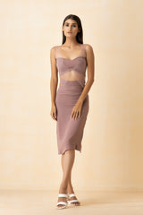 Lilac Mesh Bustier Top and Skirt