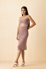 Lilac Mesh Bustier Top and Skirt