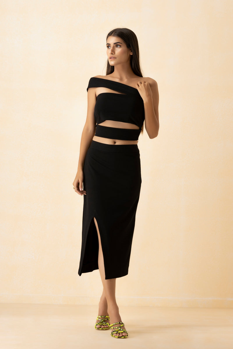 Black Bandage Top and Straight Skirt