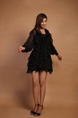Black Ruffle Short Dress