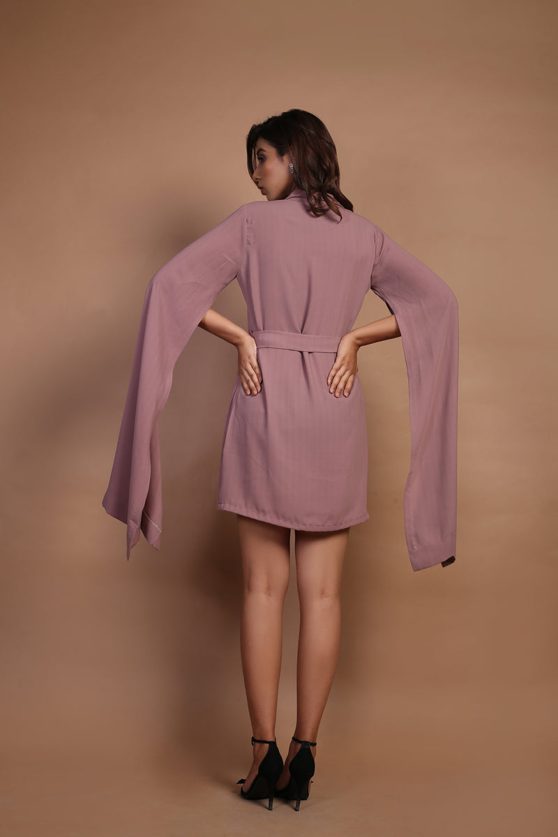 Lavender Slit Sleeve Short Dress