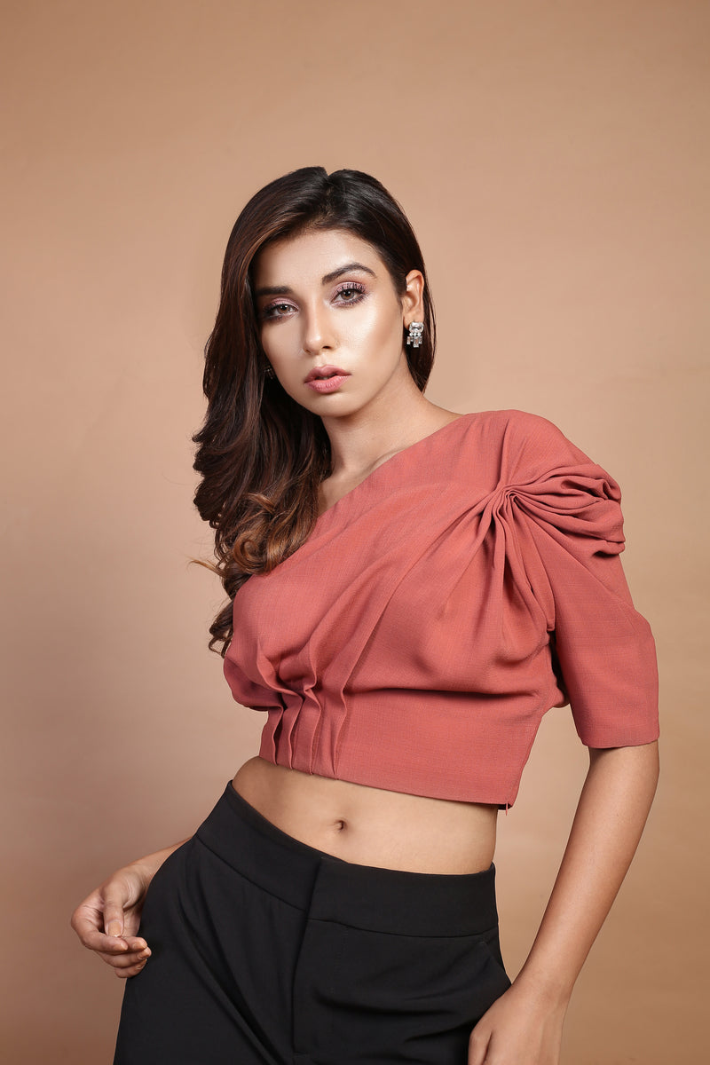 Marsala Colour Ruched top