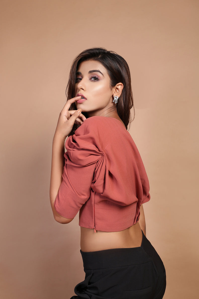 Marsala Colour Ruched top