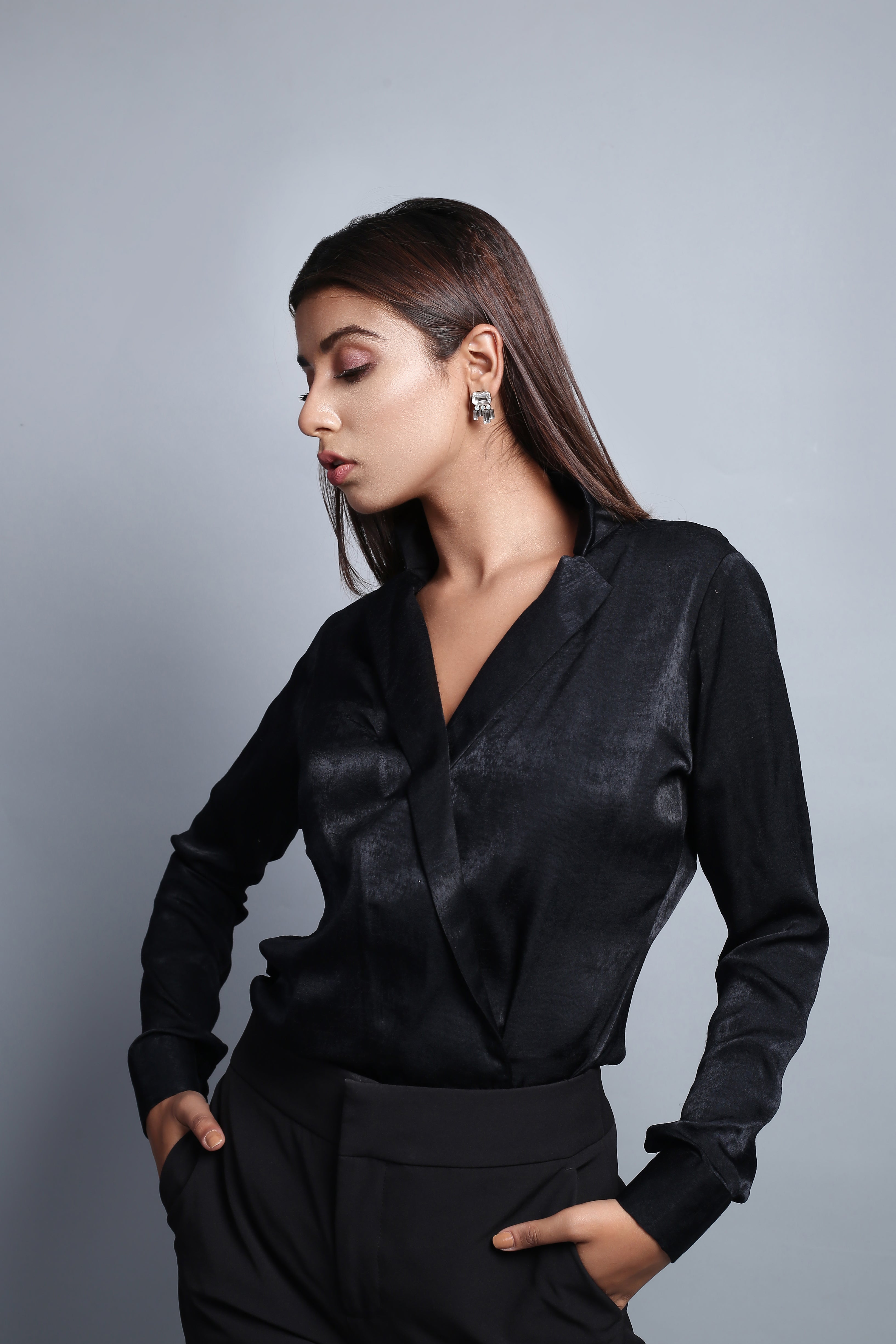 Black Wrap Full sleeve Shirt