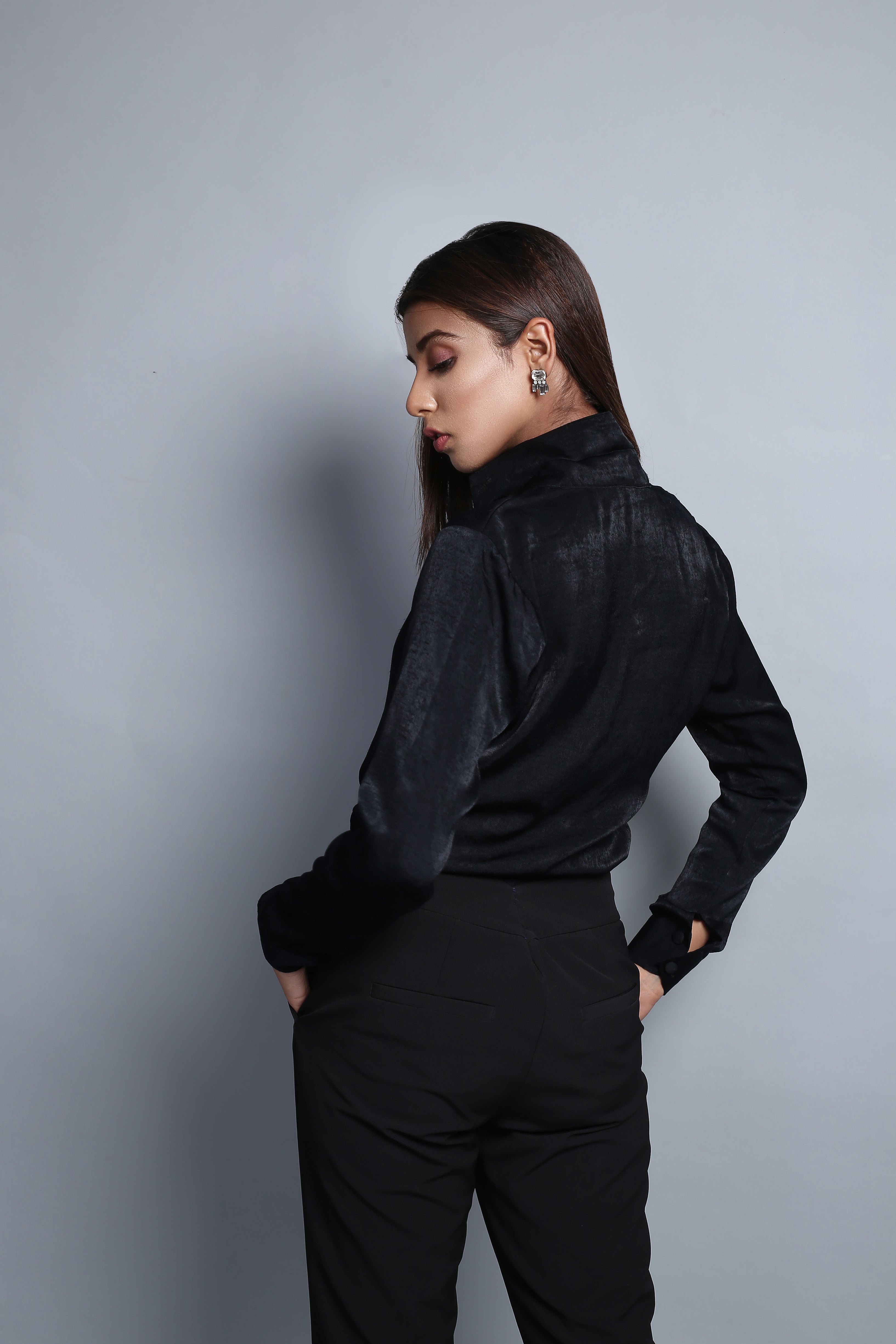 Black Wrap Full sleeve Shirt