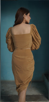 Camel Bustier Top and Skirt