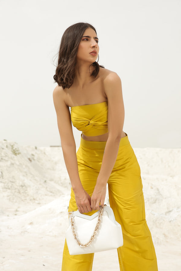 Canary Yellow Twisted Top And Pants