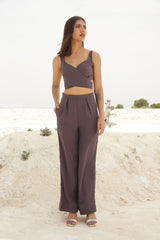 Pale Amethyst Color Overlap Crop Top and Pants